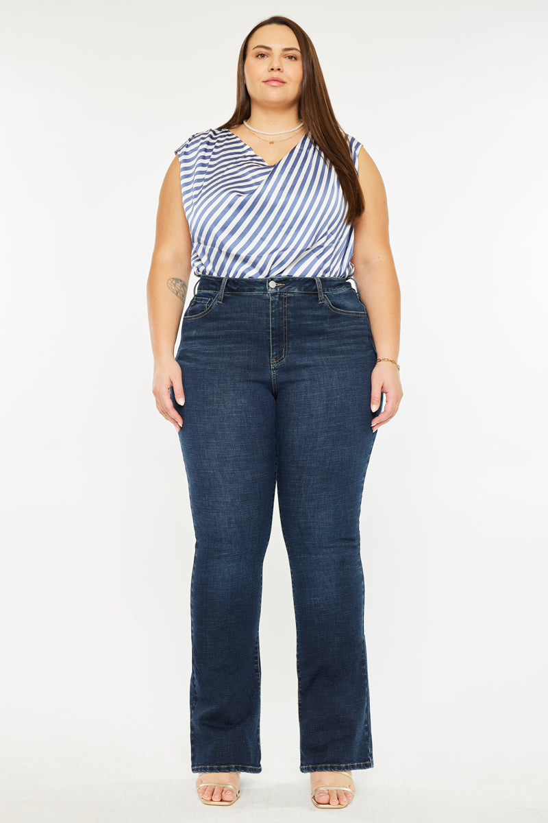 Avery Essentials High Rise Bootcut Jeans for Women - Plus Size Denim Pants, Comfortable Stretch Boot Cut Jeans for Casual Wear, Work & Date Night Outfits