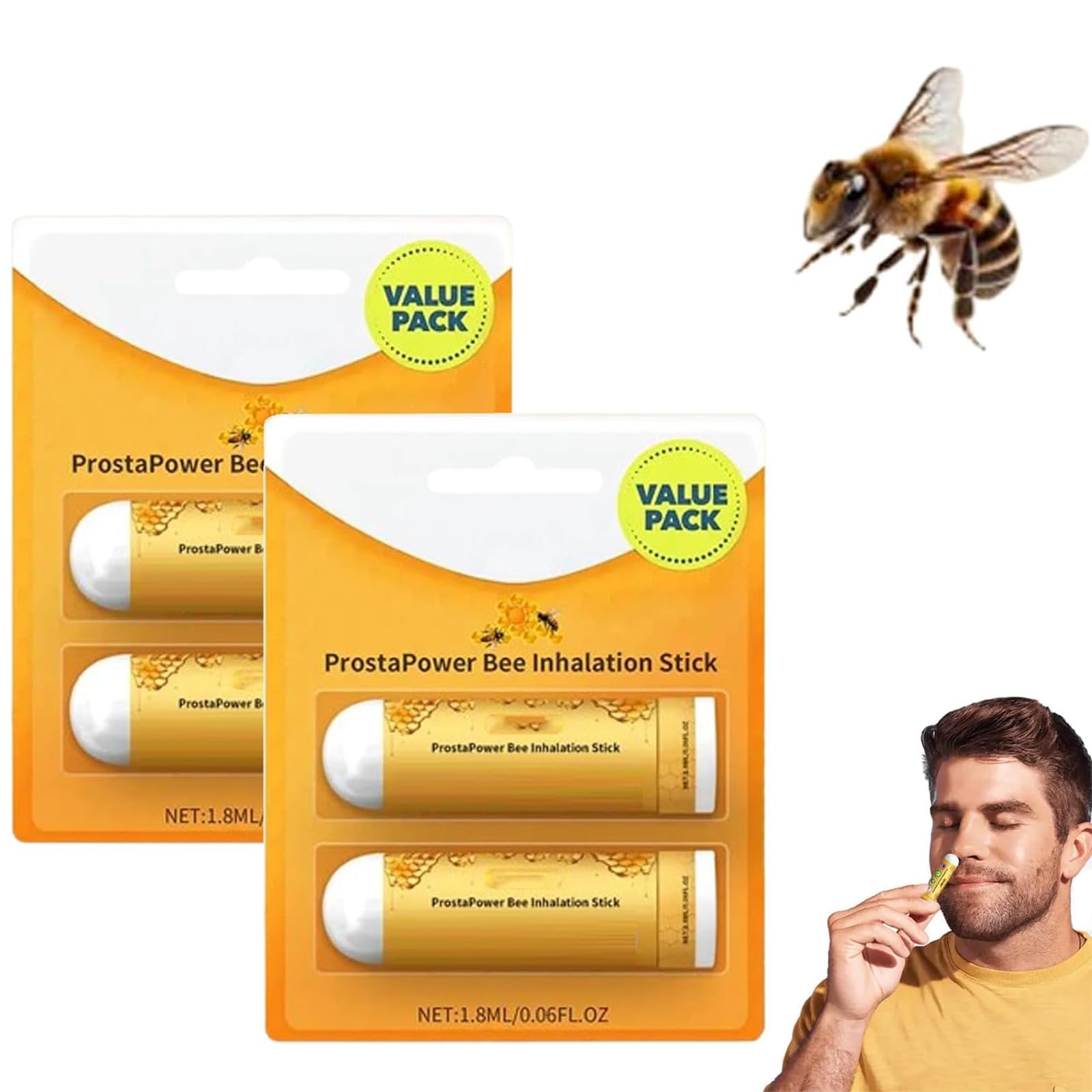 Natural Nasal Inhaler Stick for Prostate Health - Herbal Aromatherapy Relief for Men (4 Pack) - Perfect for Travel, Work & Daily Wellness Support