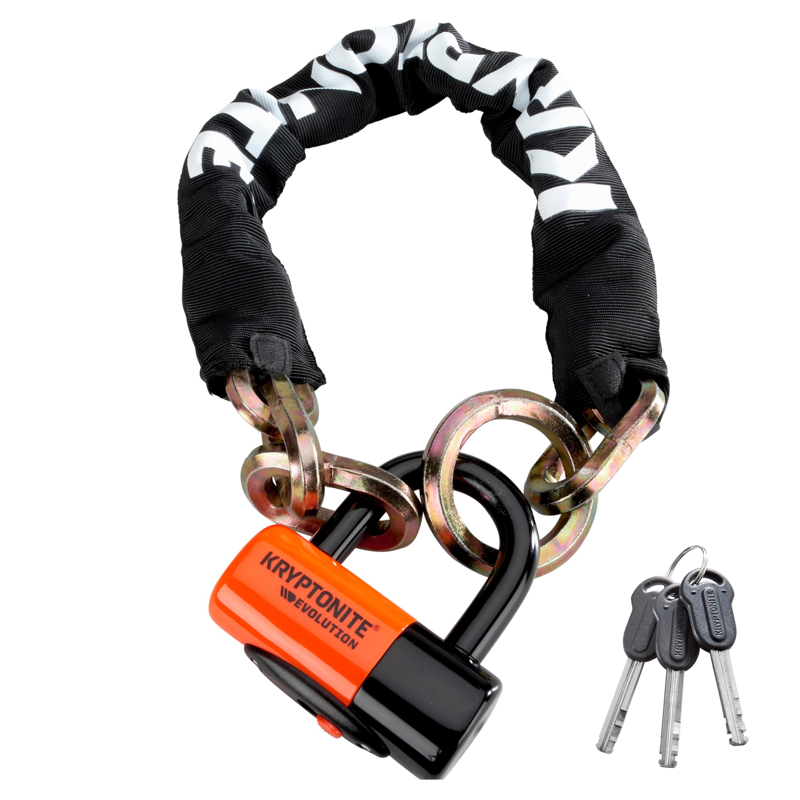 Kryptonite New York 1275 Cinch Ring Bike Chain Lock - 2.5 Feet Heavy Duty Anti-Theft Bicycle Lock with Evolution Disc Lock & Keys | Secure Gold Rated for E-Bike, Motorcycle, Scooter | Perfect for Urban Commuting, Parking & Outdoor Use