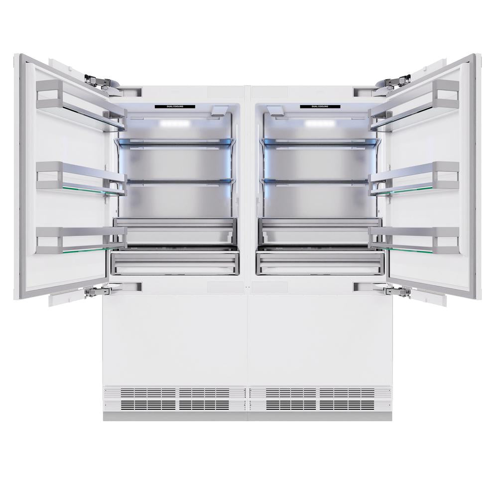 ZLINE 72 Inch 39.6 Cubic Feet Panel Ready French Door Built-In Bottom Freezer Refrigerator with Water Dispenser & Ice Maker (RBIT 72) - Perfect for Modern Kitchens, Restaurants & Luxury Homes