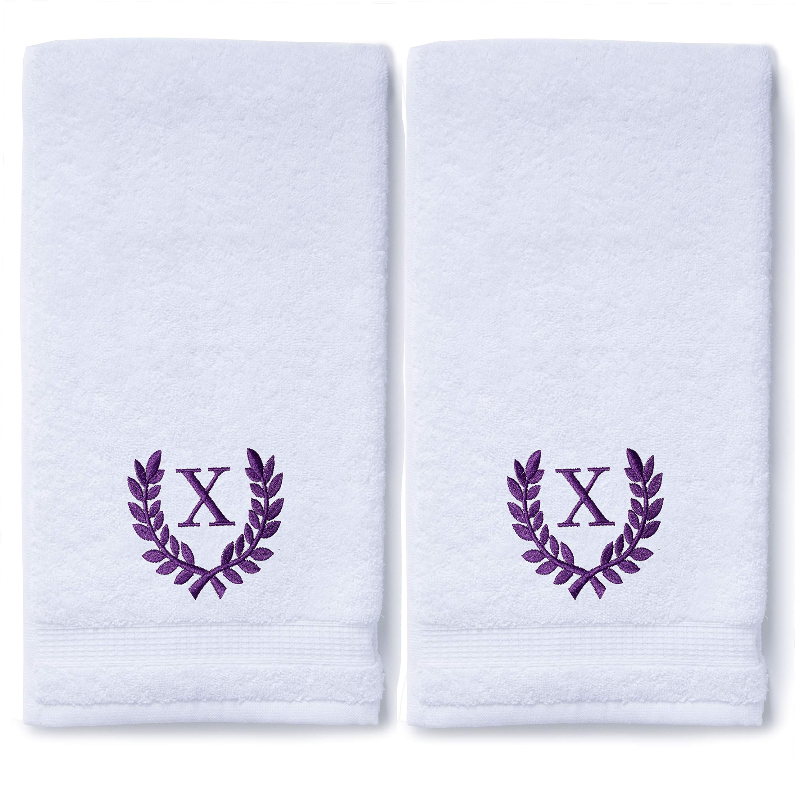 Personalized Monogrammed Hand Towels Set of 2 - Luxury Turkish Cotton 16x30 Inch for Bathroom, Kitchen & Spa | Custom Wedding & Bridal Gift with Roman Font | Perfect for Guest Bathrooms, Makeup Vanity & Housewarming Presents