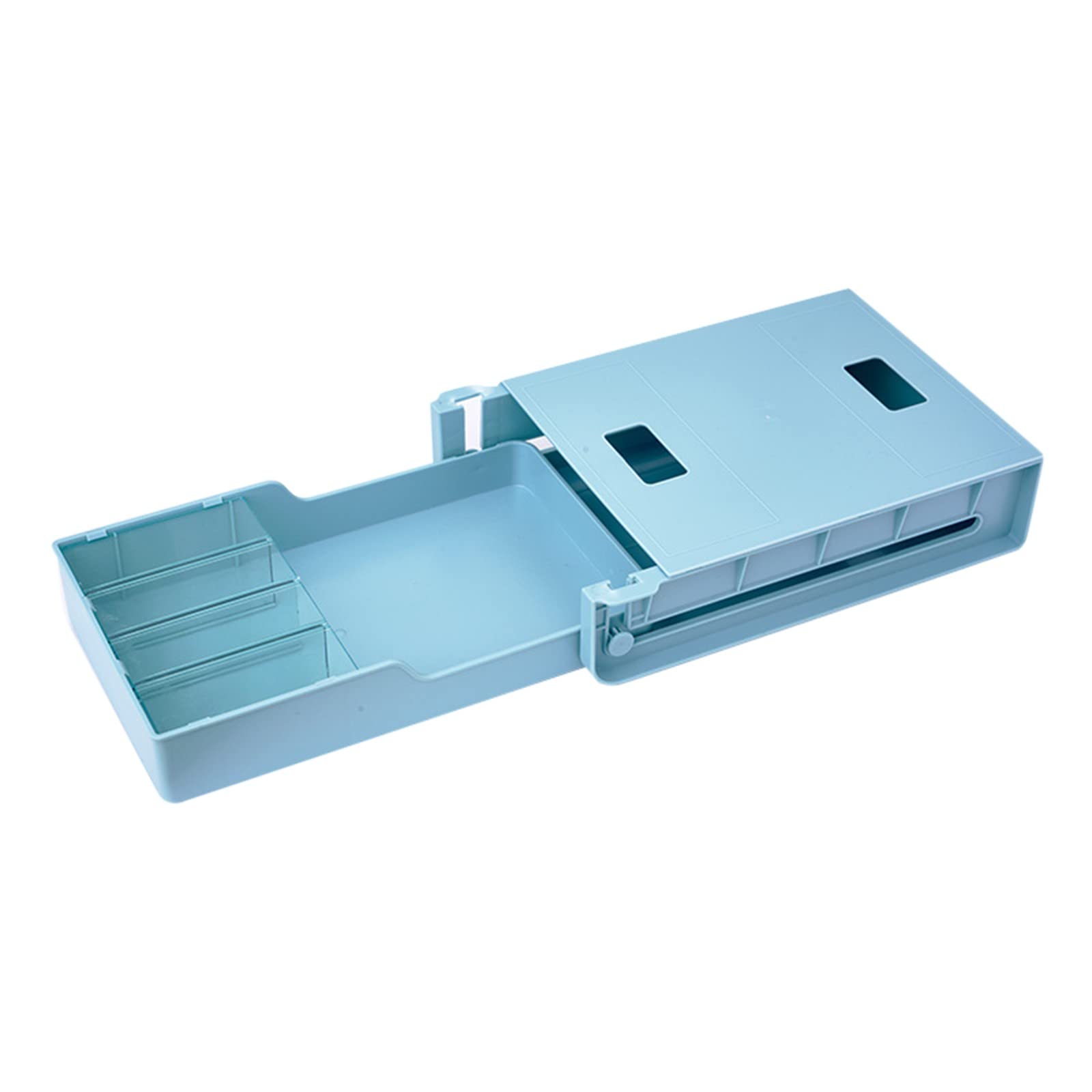 Under Desk Drawer Storage Organizer - Expandable Self-Adhesive Hidden Drawer Box for Office, School & Home - Space Saving Desk & Closet Storage Solution (Blue, One Size) - Perfect for Organizing Files, Stationery & Small Essentials