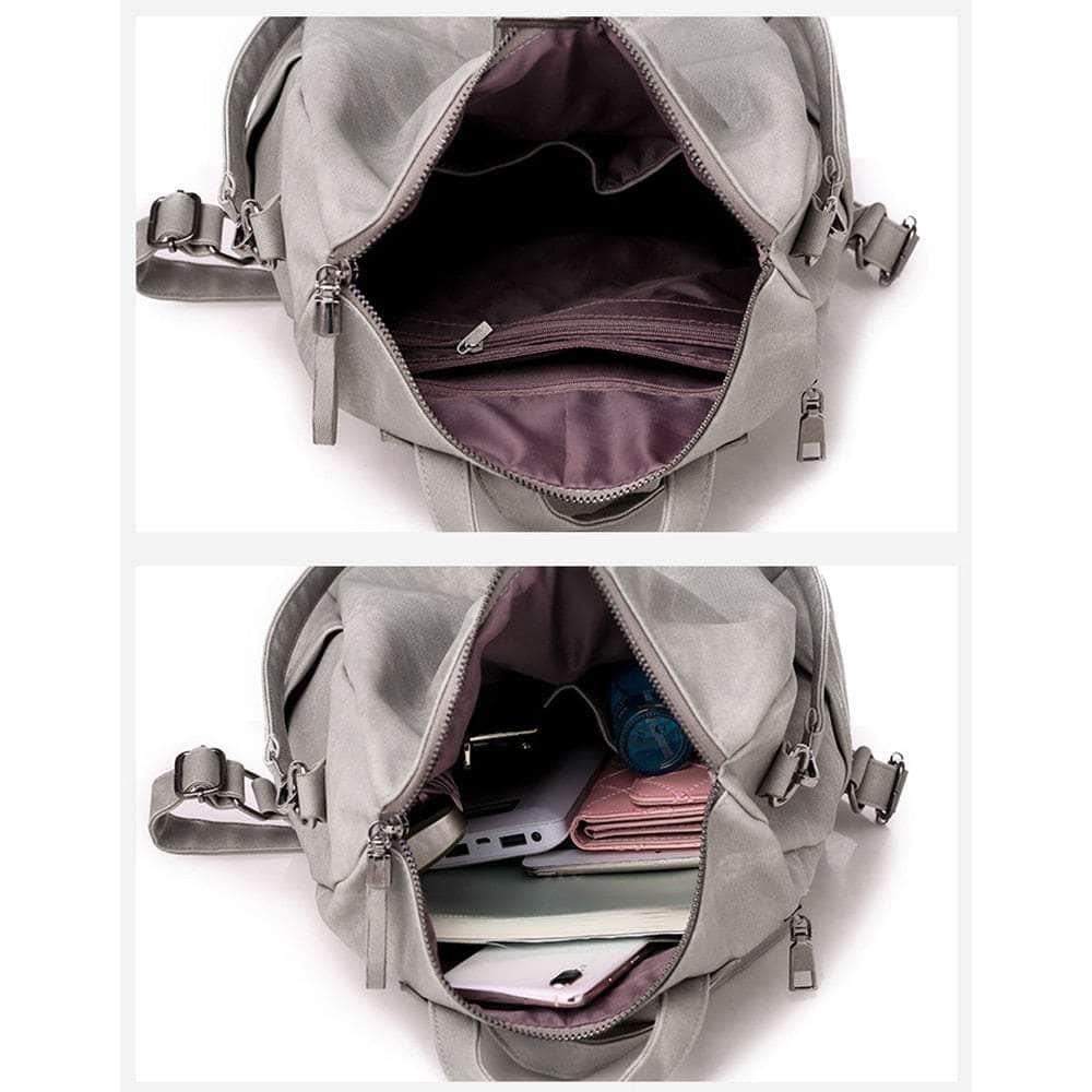 Vintage Women's Zipper Backpack - Stylish Retro Leather School Bag for College, Travel & Everyday Use