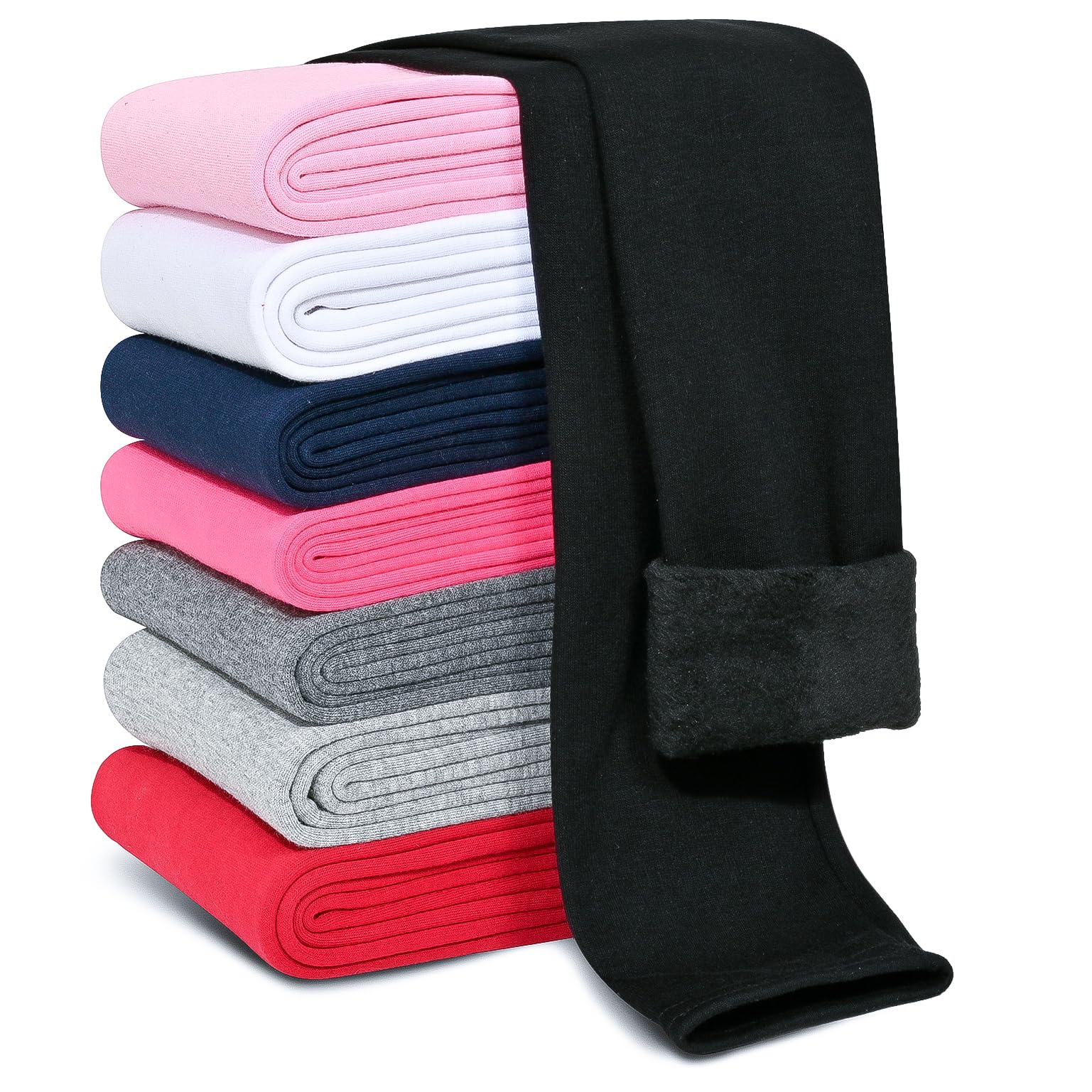 Girls Fleece Lined Leggings - Cotton Kids Winter Warm Thermal Tights with Thick Fleece Lining | Perfect for Cold Weather, School, Playdates & Outdoor Activities