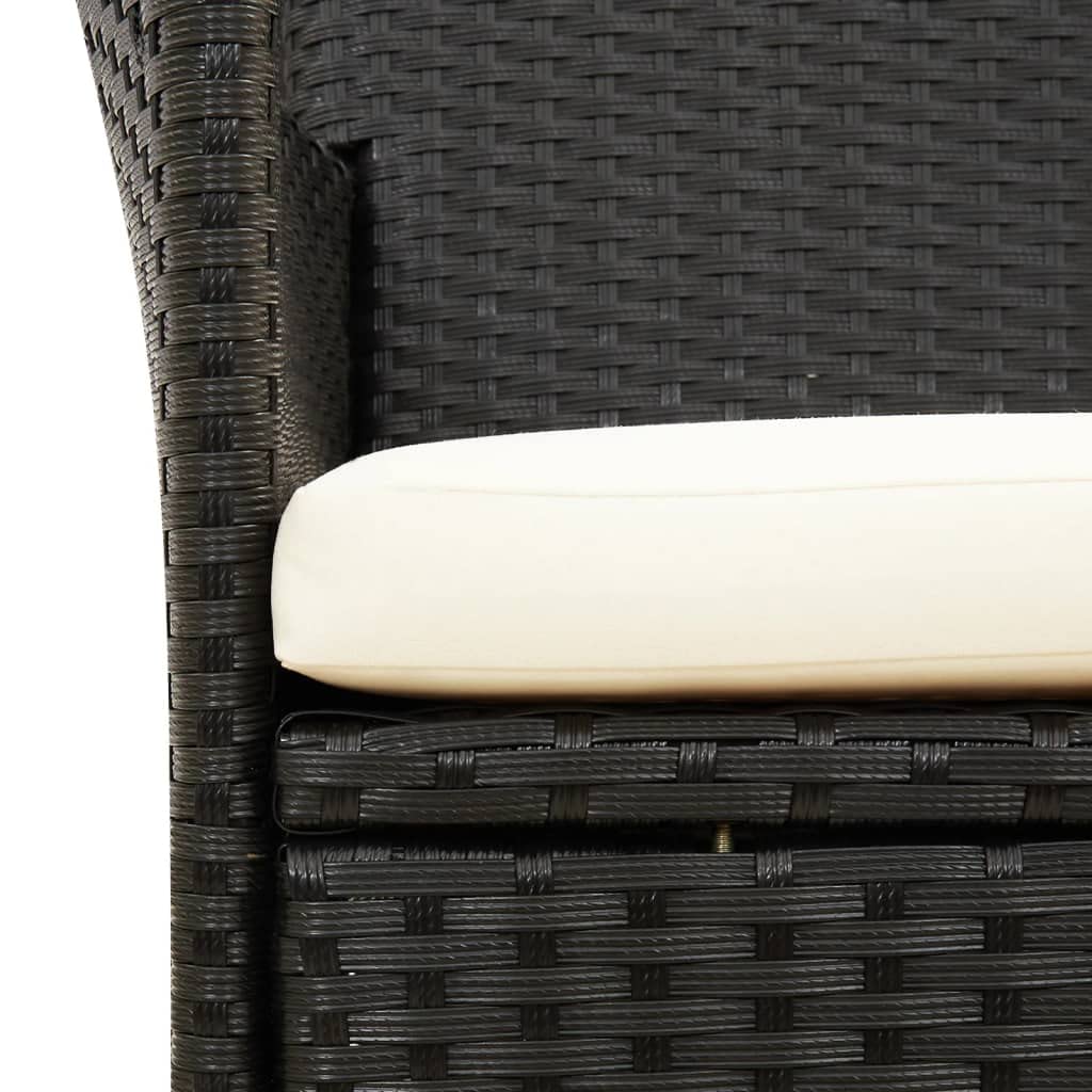 Outdoor Patio Furniture Set - 2-Piece Black Poly Rattan Chairs with Cushions for Garden, Backyard, Lawn, Porch, Poolside & Balcony | Perfect for Relaxing, Entertaining & Sunbathing