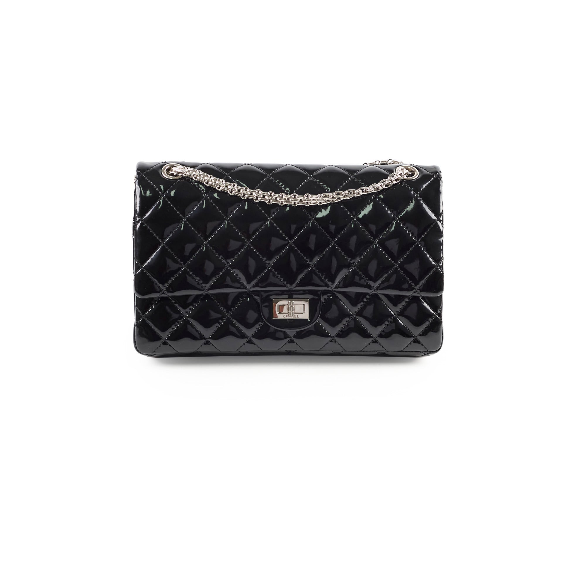 Chanel Reissue 226 Patent Leather Handbag Black with Silver Hardware - Luxury Crossbody Bag for Women, Perfect for Evening Events & Date Nights