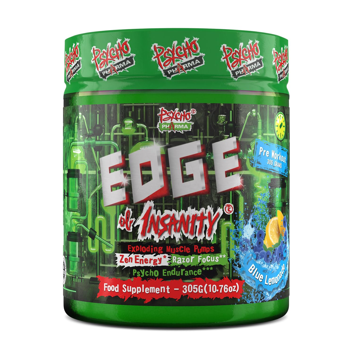 Psycho Pharma Edge of Insanity Pre-Workout Supplement 305g - Boost Energy & Focus for Intense Gym Sessions & Bodybuilding