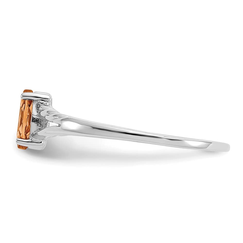 14k White Gold Citrine Ring for Women - Elegant Birthstone Jewelry Gift for Her, Size 7 - Perfect for Anniversaries & Special Occasions
