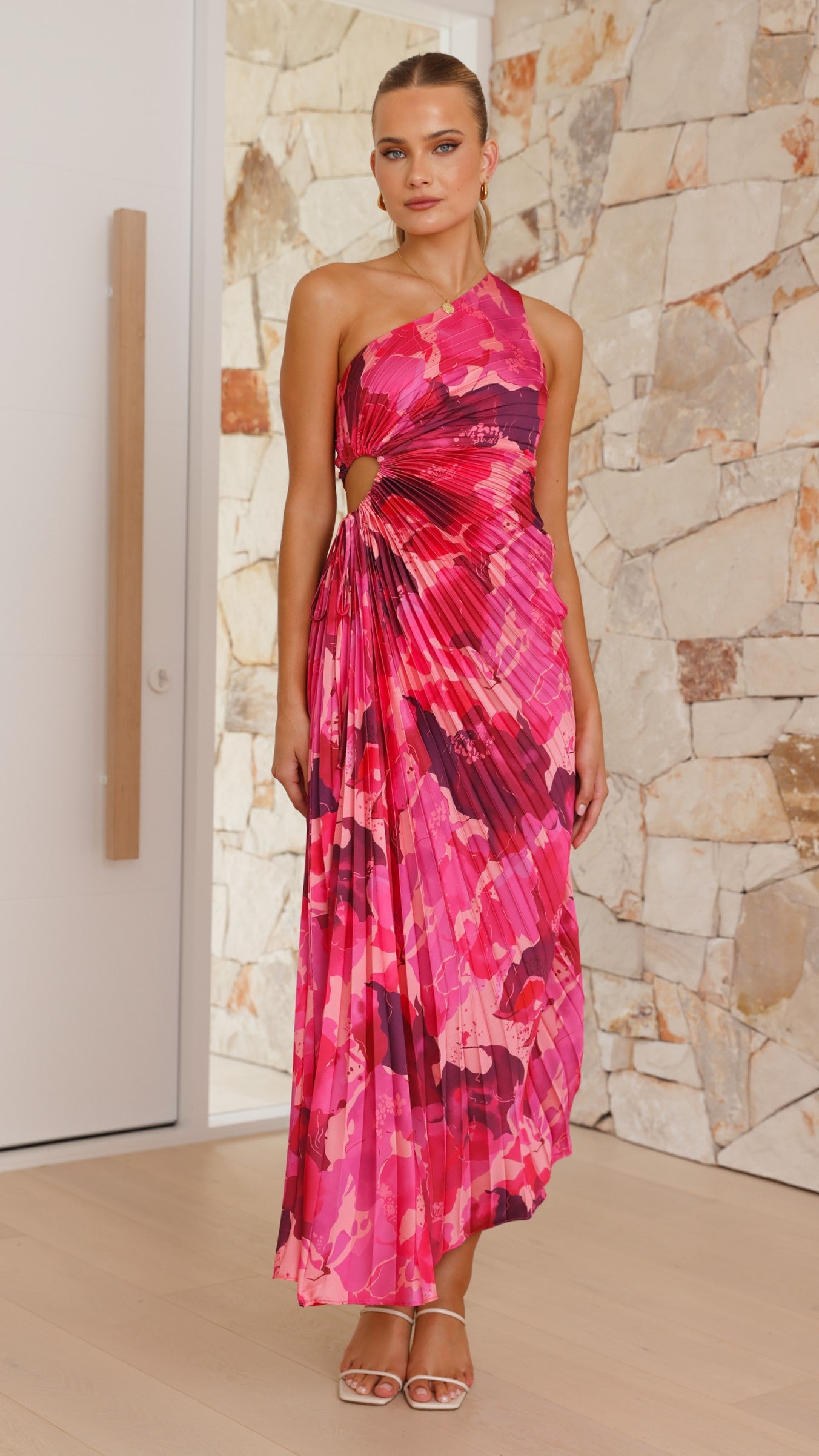 Laken Women's Maxi Dress - Pink Floral Print Long Summer Dress for Beach, Vacation & Casual Wear