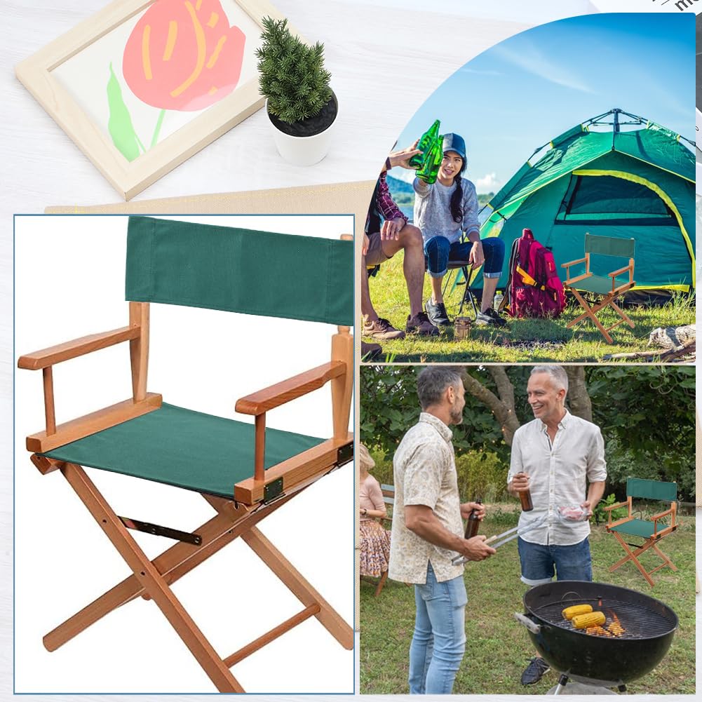 GORGECRAFT 19-20x7-15 Inch Green Canvas Replacement Chair Covers Kit - Seat & Back with Wood Sticks - Easy Clean Folding Chair Covers for Home, Patio, Movie Theater, and Outdoor Furniture Accessories