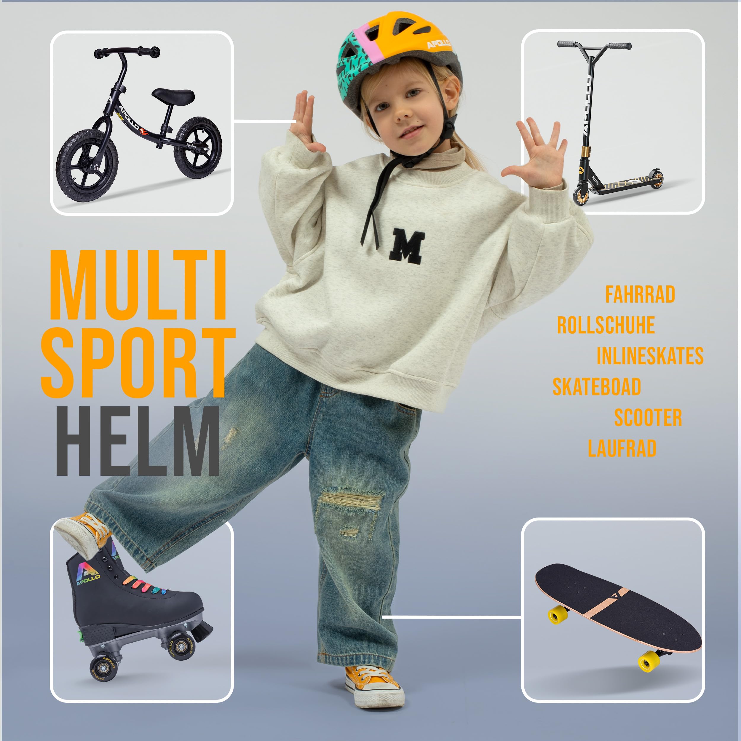 Apollo Kids Bike Helmet for Boys & Girls Ages 3+, Adjustable Youth Helmet for Cycling & Scooters - Multi-Sport Safety Helmet for Children (Size 48+) - Perfect for School Commutes, Park Rides & Family Outings