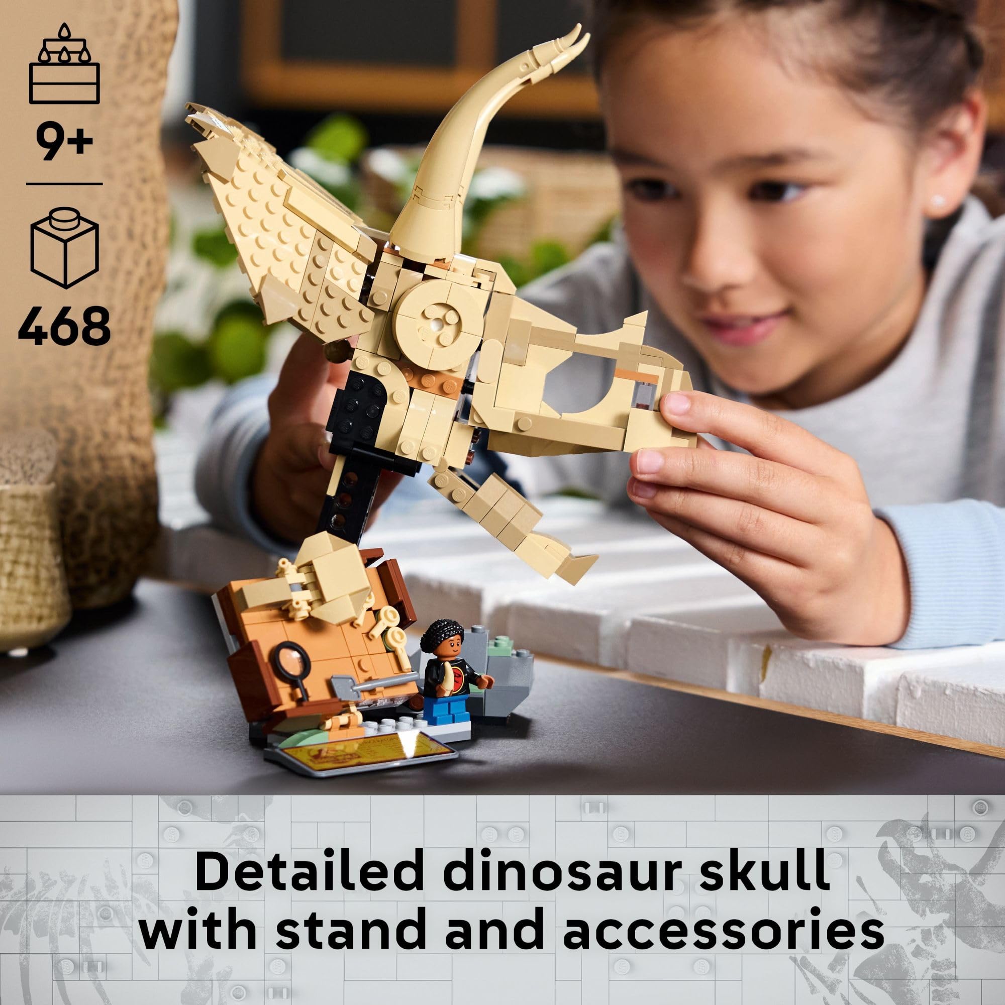 LEGO Jurassic World Triceratops Skull Dinosaur Fossil Building Set - STEM Toy for Kids Ages 9+ | Creative Model Display Kit | Perfect Birthday Gift for Boys & Girls (Set 76969) | Dinosaur Lovers & Collectors | Home Decor & Educational Play
