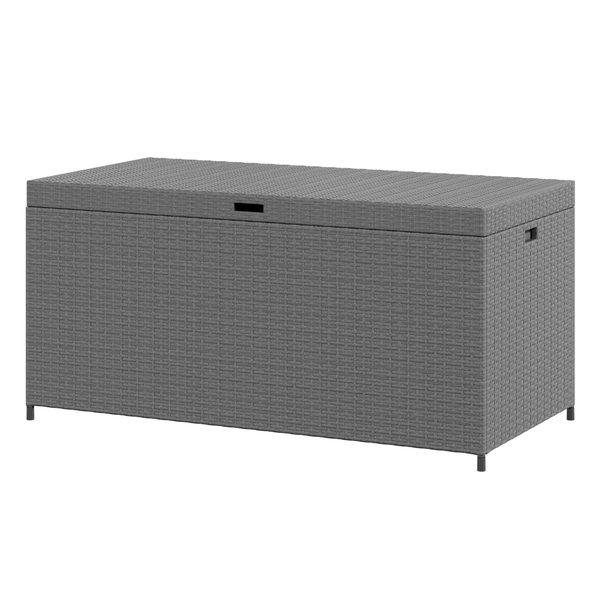 140 Gallon Large Outdoor Patio Storage Box - Waterproof Wicker Storage Bin with Aluminum Frame for Cushions, Garden Tools & Pool Toys | Perfect for Backyard, Deck, and Poolside Organization (Grey)