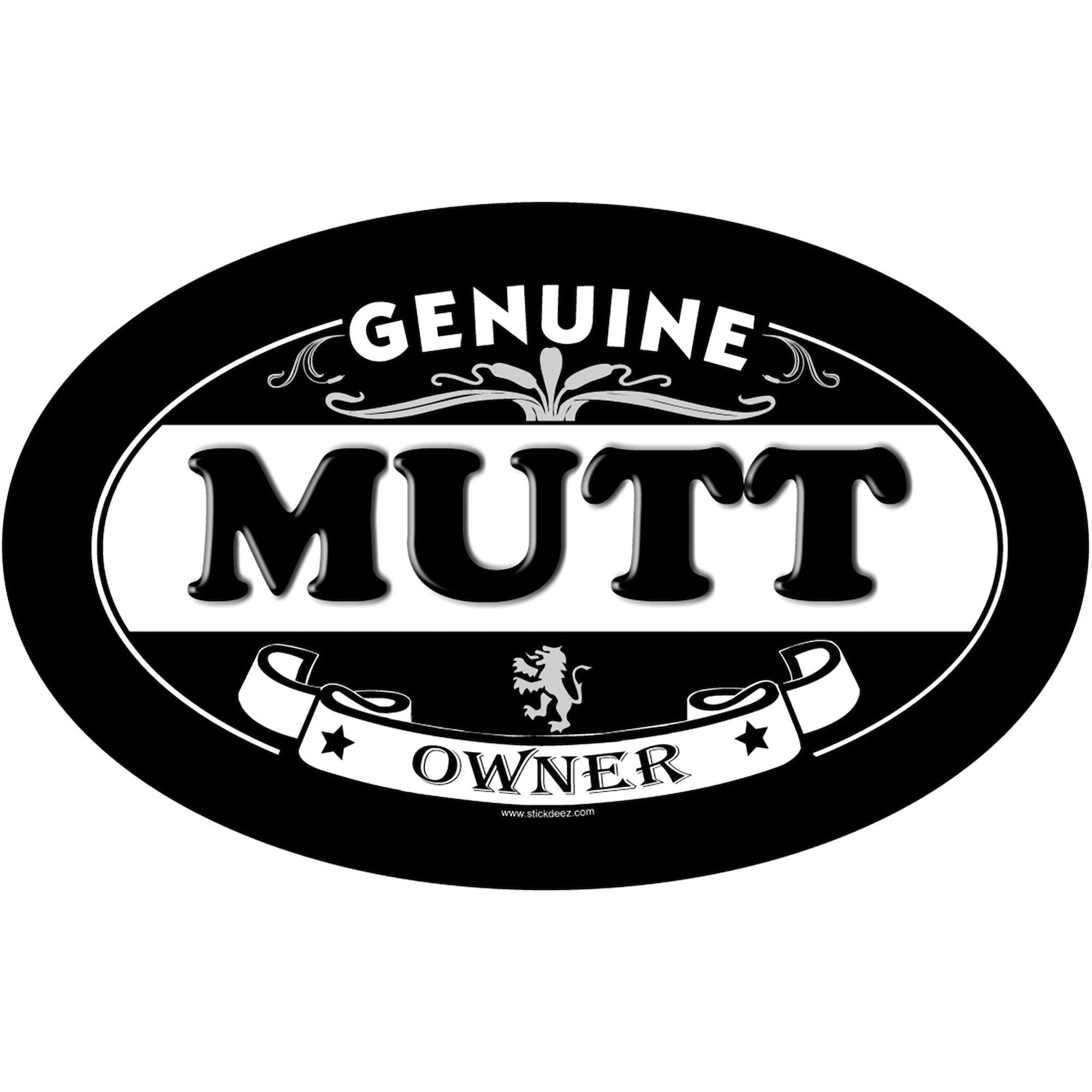 MUTT Oval Car Bumper Sticker - Durable Vinyl Decal for Cars & Laptops