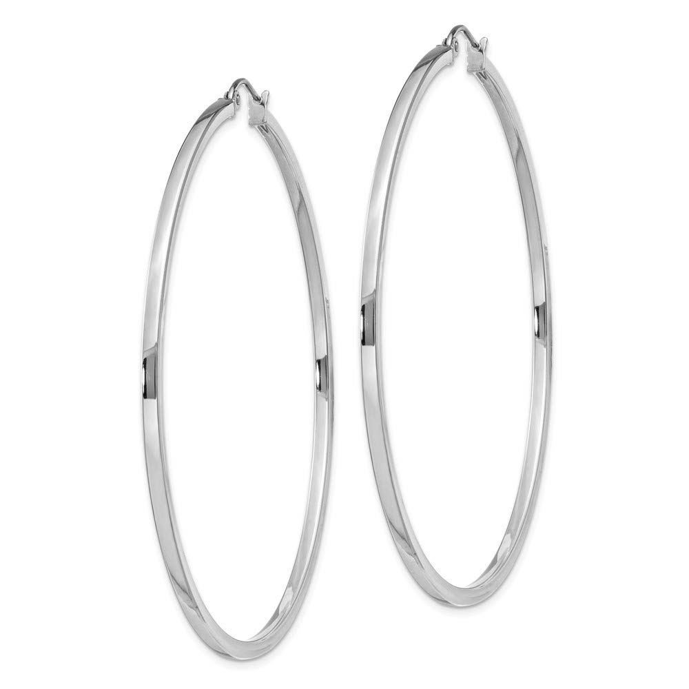 925 Sterling Silver 2mm Square Tube Hoop Earrings - 62mm x 60mm | Minimalist Dainty Everyday Jewelry for Women | Perfect for Office, Date Night & Casual Outfits