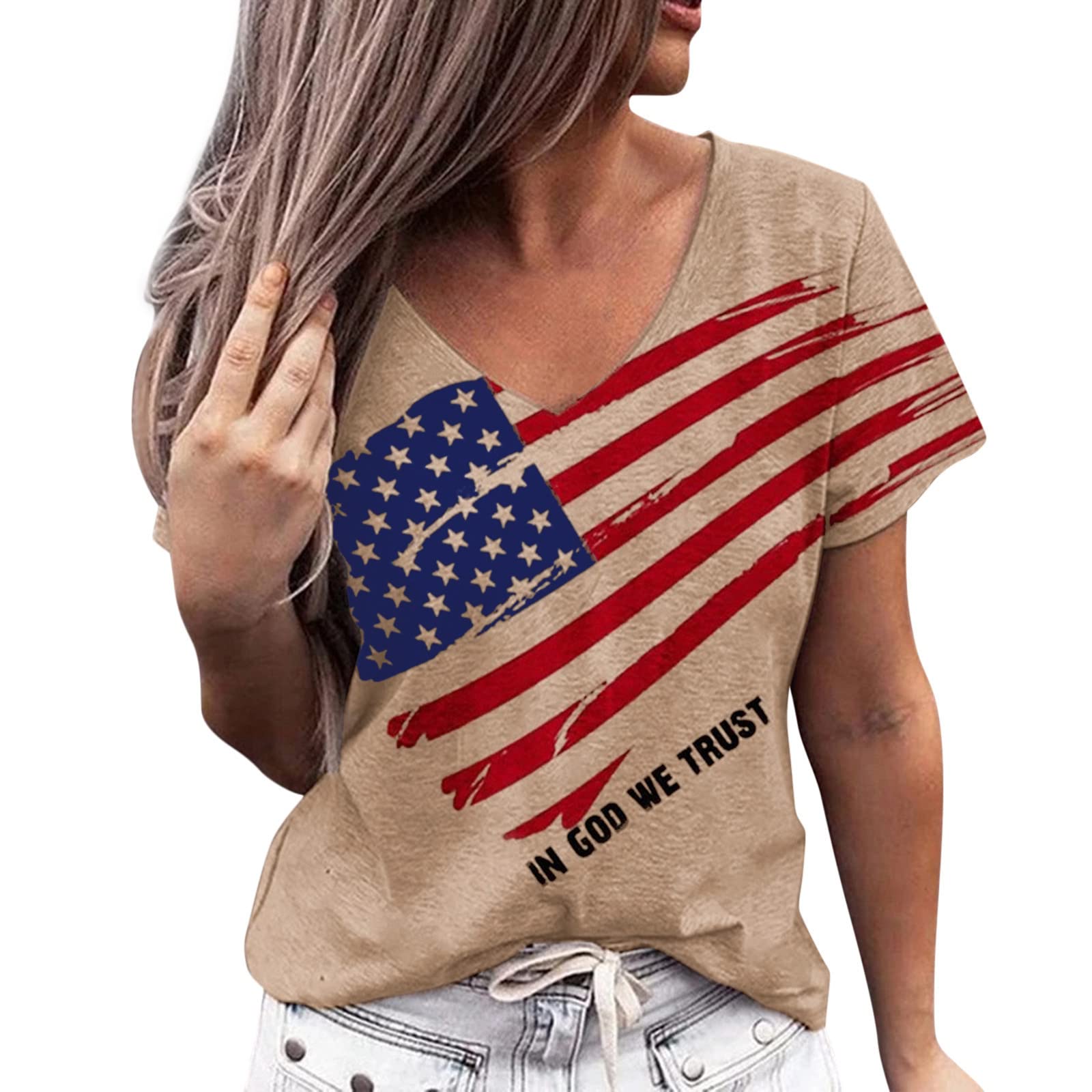 Women's Summer Gradient V-Neck T-Shirt - Short & Long Sleeve Casual Loose Fit Tunic Blouse | Perfect for Beach Outings, Vacation Wear & Everyday Comfort