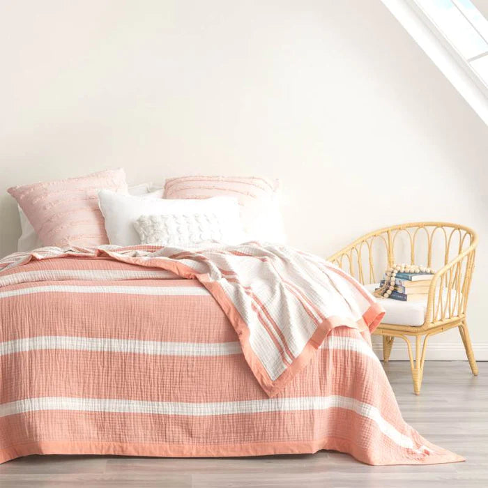 Renee Taylor MYSTIC Brighton Washed Cotton Textured Blanket - Soft & Cozy for Bedroom, Living Room, or Outdoor Picnics