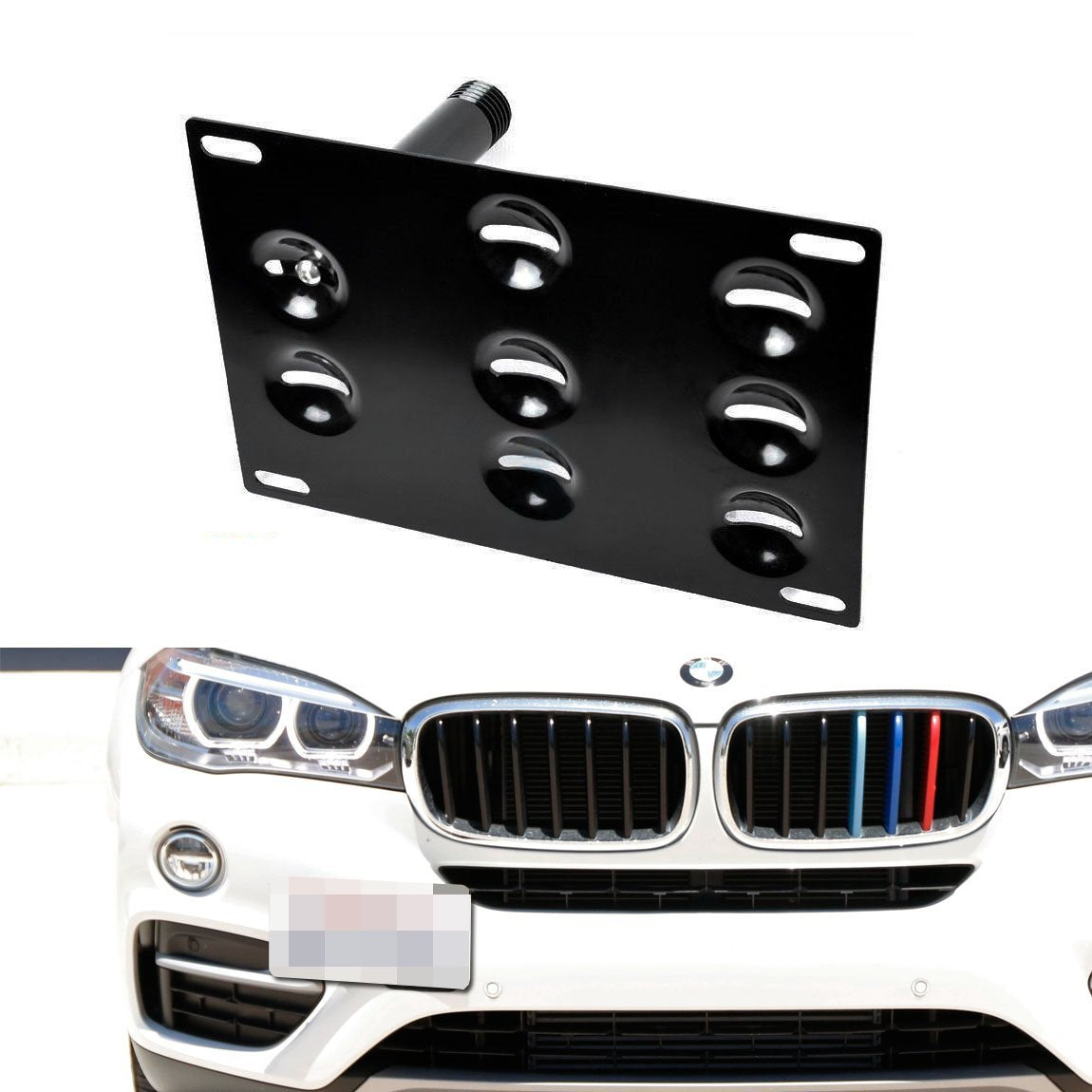BMW X1 X3 X4 X5 X6 Front Bumper Tow Hook License Plate Bracket Mount Holder - Durable & Easy Installation for Off-Road & Street Legal Compliance