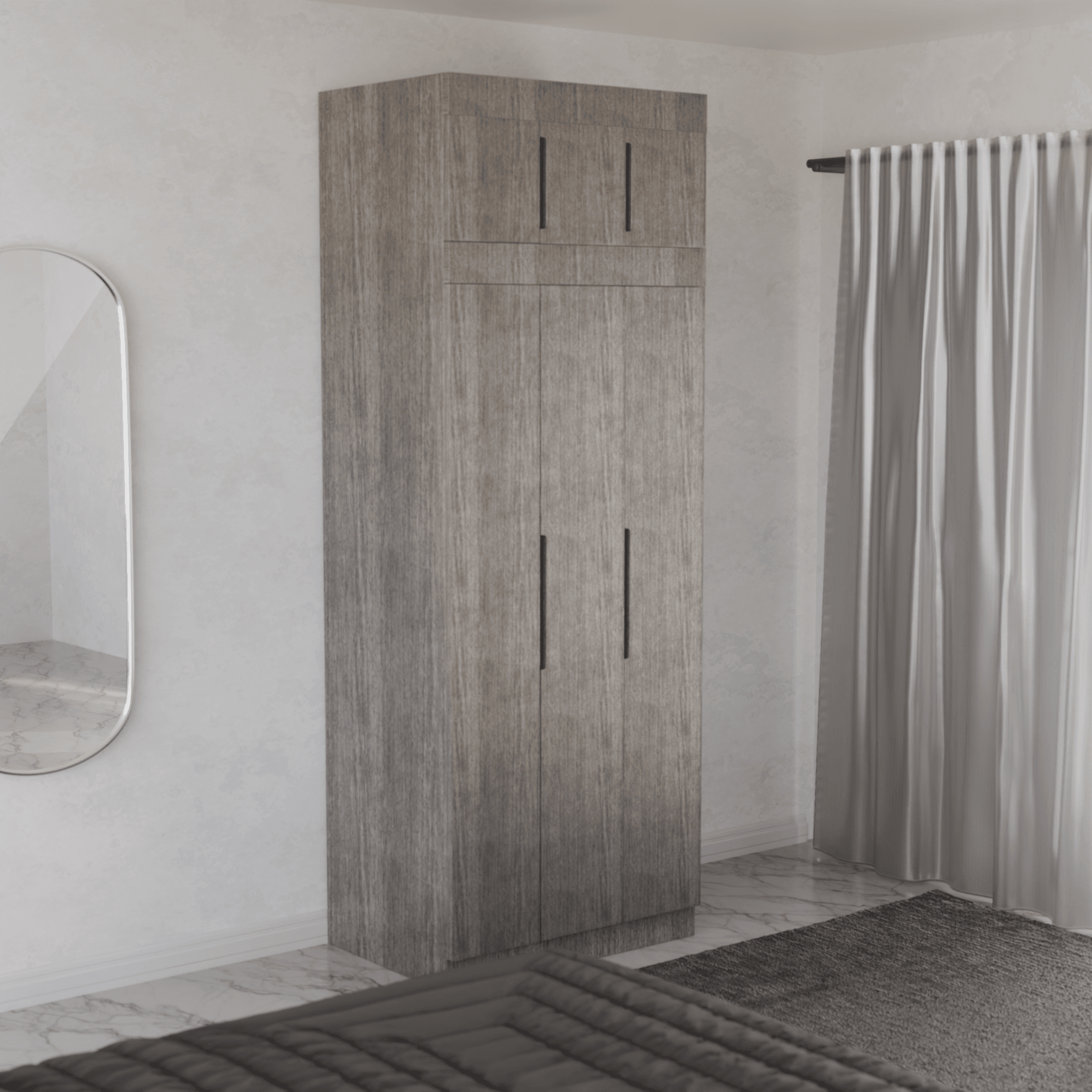 Harris 3-Door Open Wardrobe with Top Shelf - Modern Freestanding Closet for Bedroom, Living Room & Dorm Organization