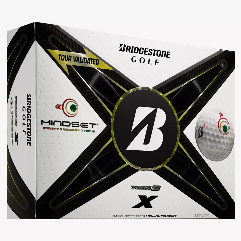 Bridgestone Tour B X MindSet 2024 Golf Balls - Premium Performance Golf Balls for Low Spin & Maximum Distance | Perfect for Tournament Play & Practice Sessions