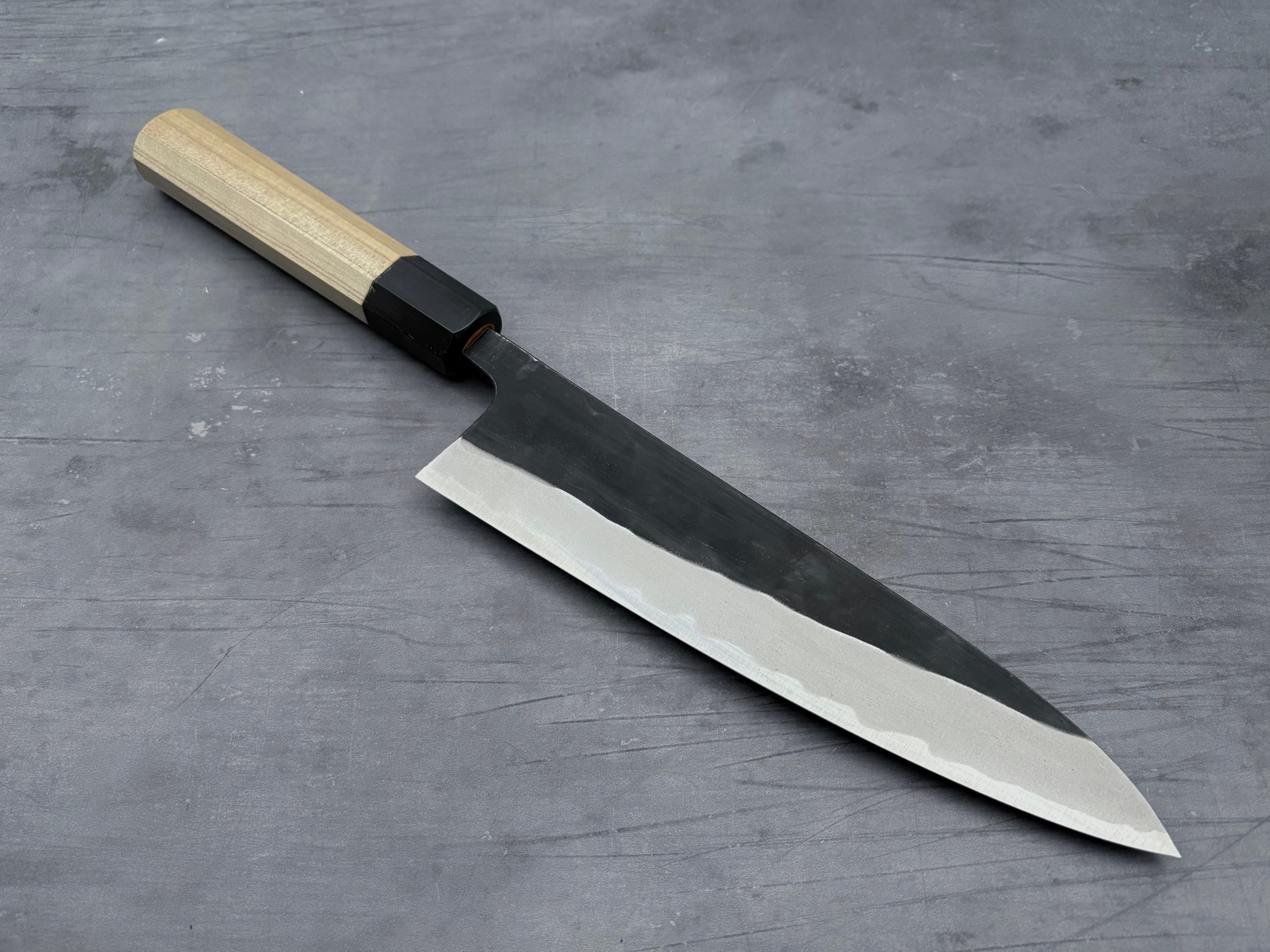 Premium Nakamura Hamono Kaishin White #2 Kurouchi Gyuto 210mm Japanese Chef Knife - High Carbon Steel Blade for Professional Cooking, Sushi & Meat Cutting
