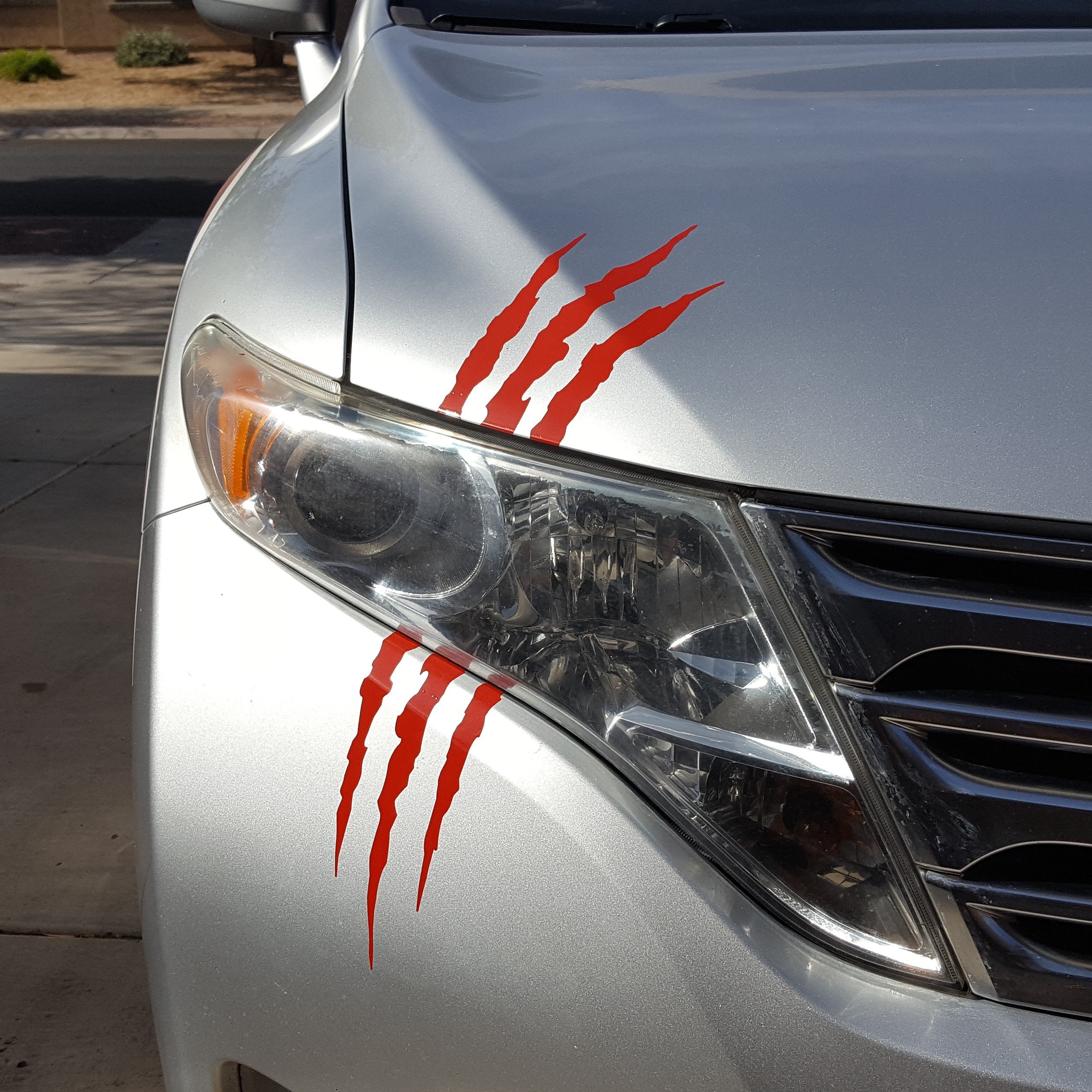 Az Auto Graphics Claw Decal Headlight Monster Scar Kit - Realistic Tear & Scratch Stickers for Cars & Trucks (Red) - Perfect for Halloween Decor, Car Shows & Themed Events