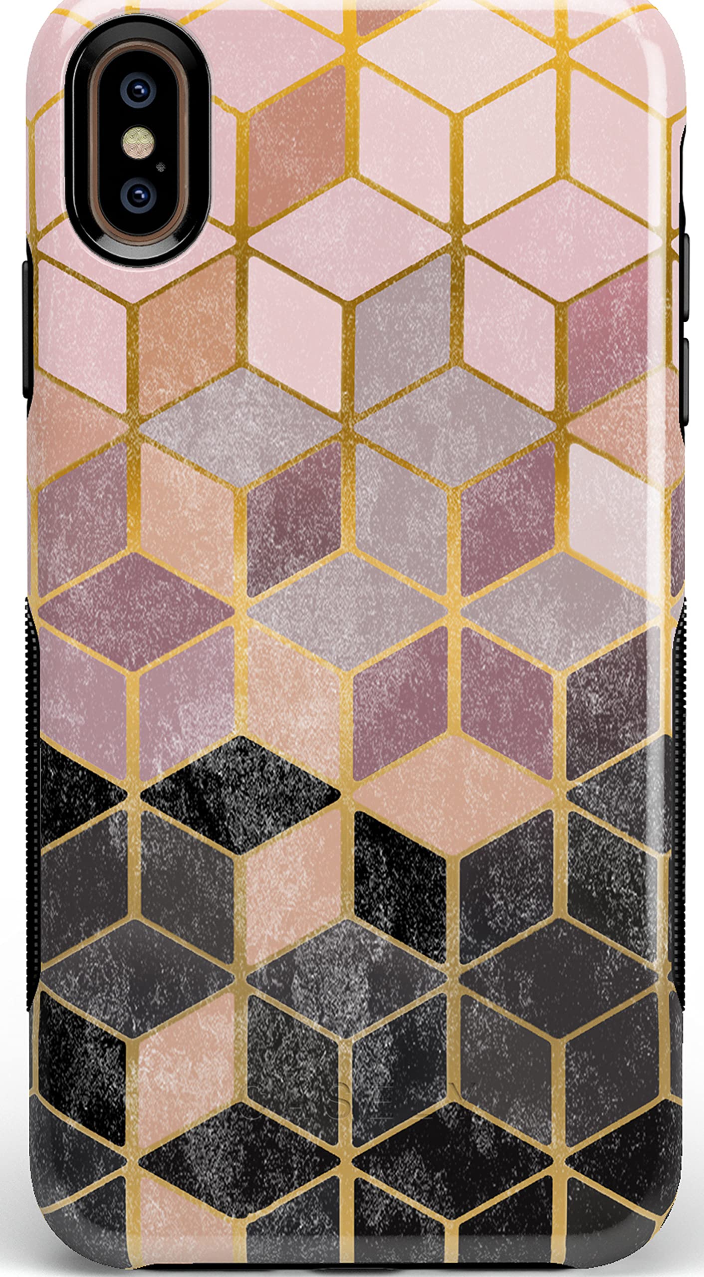 Casely iPhone Xs Max Case - Geo Rose Gold Marble Phone Cover | Slim Protective Shockproof Case for Women & Men | Perfect for Work, Travel & Everyday Use