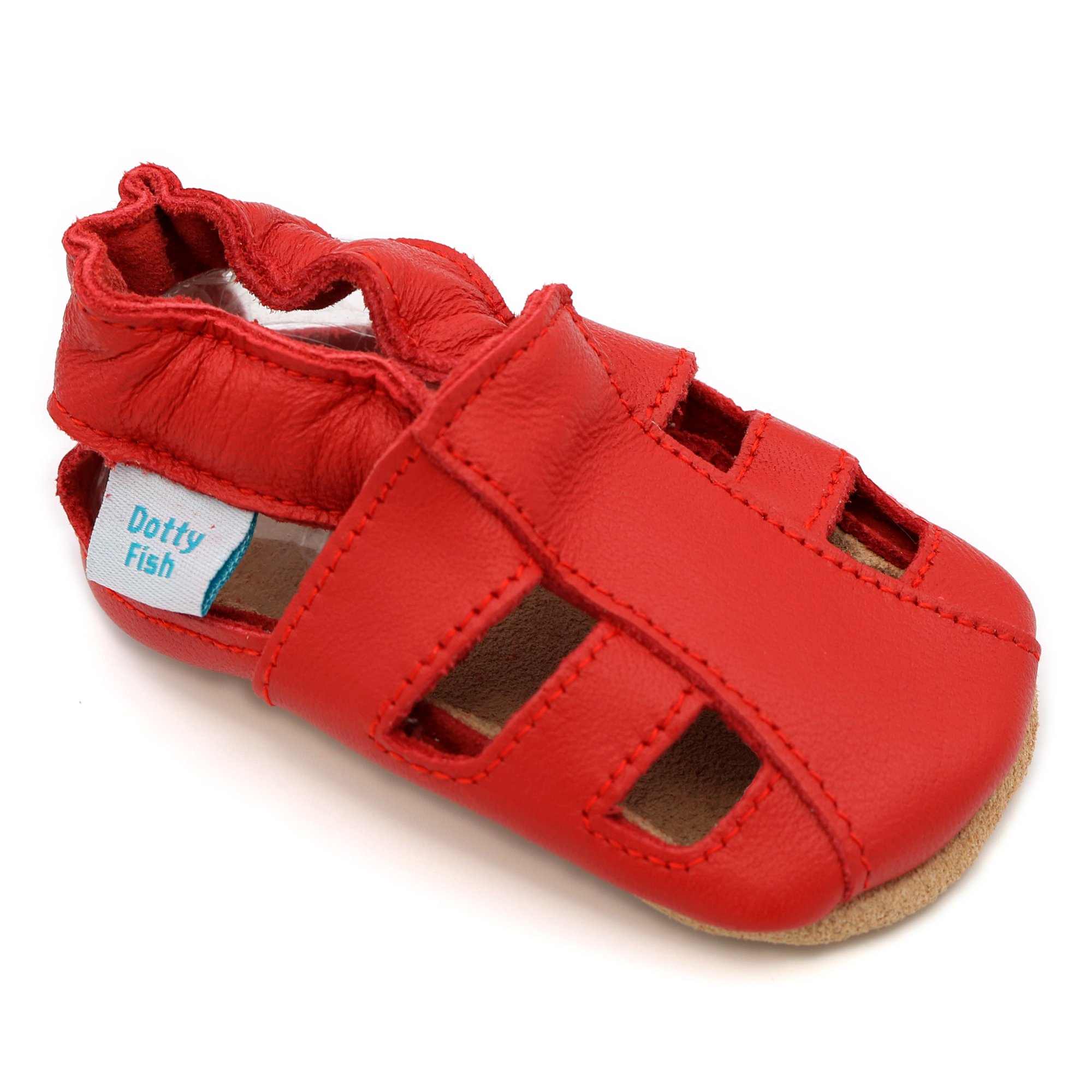 Dotty Fish Soft Leather Infant Toddler Sandals - Comfortable Baby First Walkers for Boys & Girls - Perfect for Beach, Park, and Summer Outdoor Play