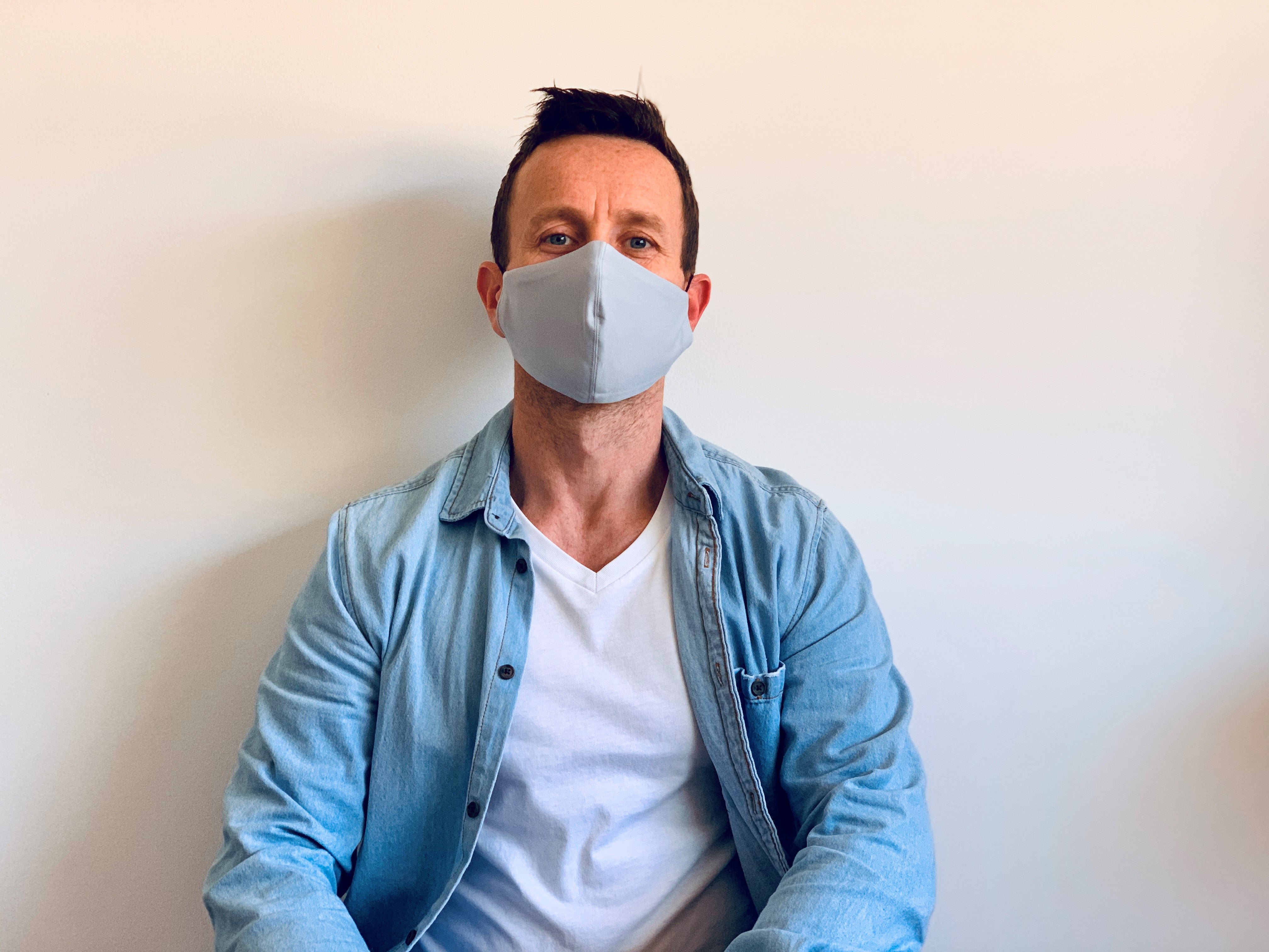 3-Ply Reusable & Washable Cloth Face Mask for Adults - Breathable, Comfortable, Adjustable Ear Loops - Grey (S/M) - Ideal for Daily Use, Travel, Work & Outdoor Activities