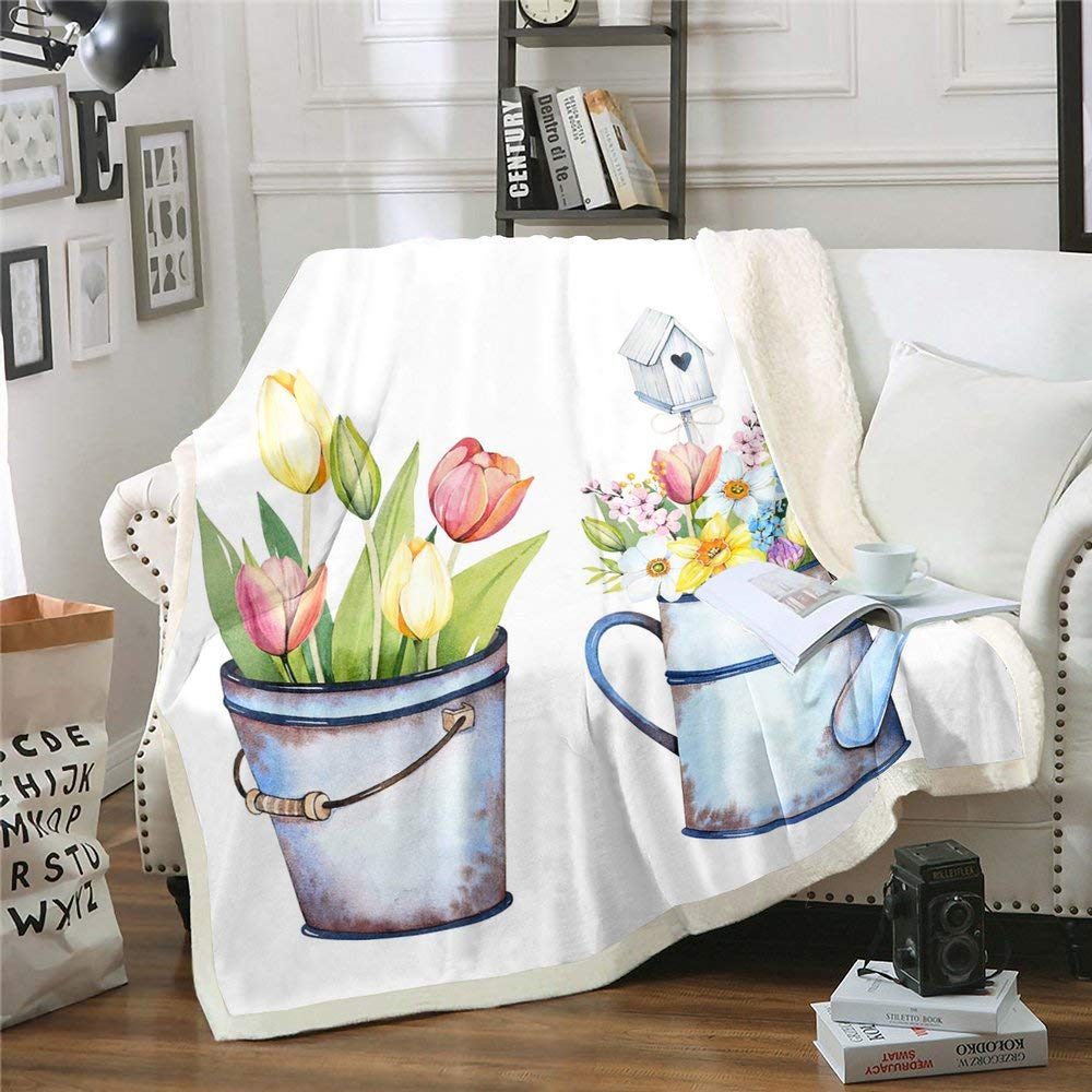 Luxury Lily Rose Fleece Throw Blanket - Super Soft Cozy Floral Botanical Blanket for Couch, Bed & Nursery (30x40 Inches) - Perfect for Gifts, Home Decor & Baby Care