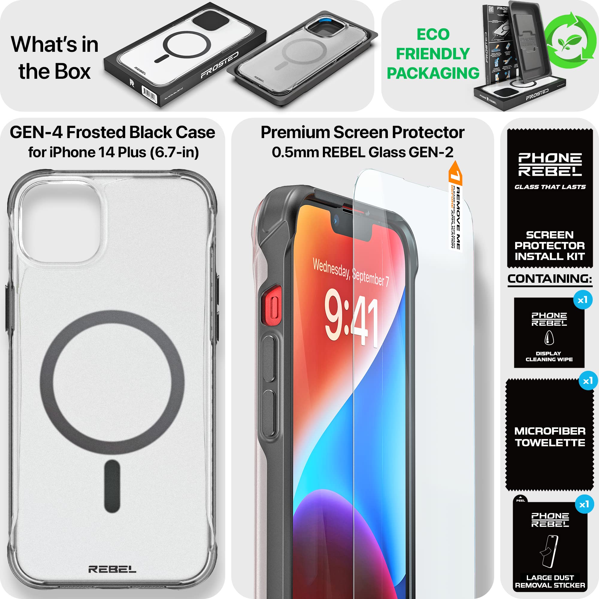 REBEL Frosted Black iPhone 14 Plus Case (6.7