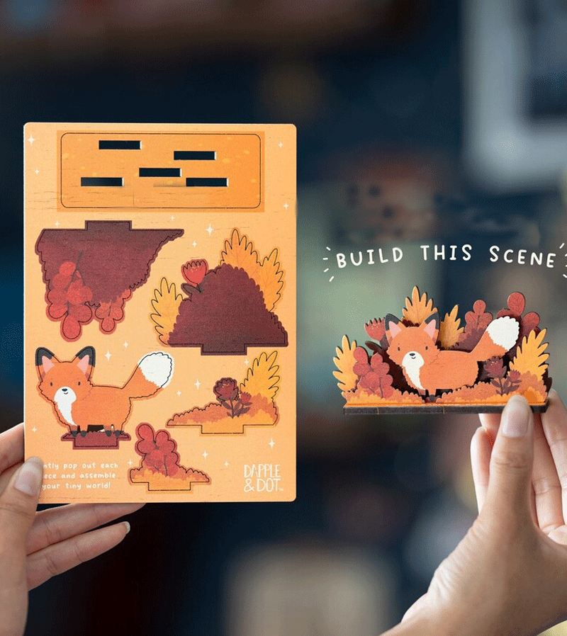Autumn Fox Pop-Up Greeting Card by Dapple & Dot - Perfect for Thanksgiving, Fall Celebrations & Seasonal Gift Giving