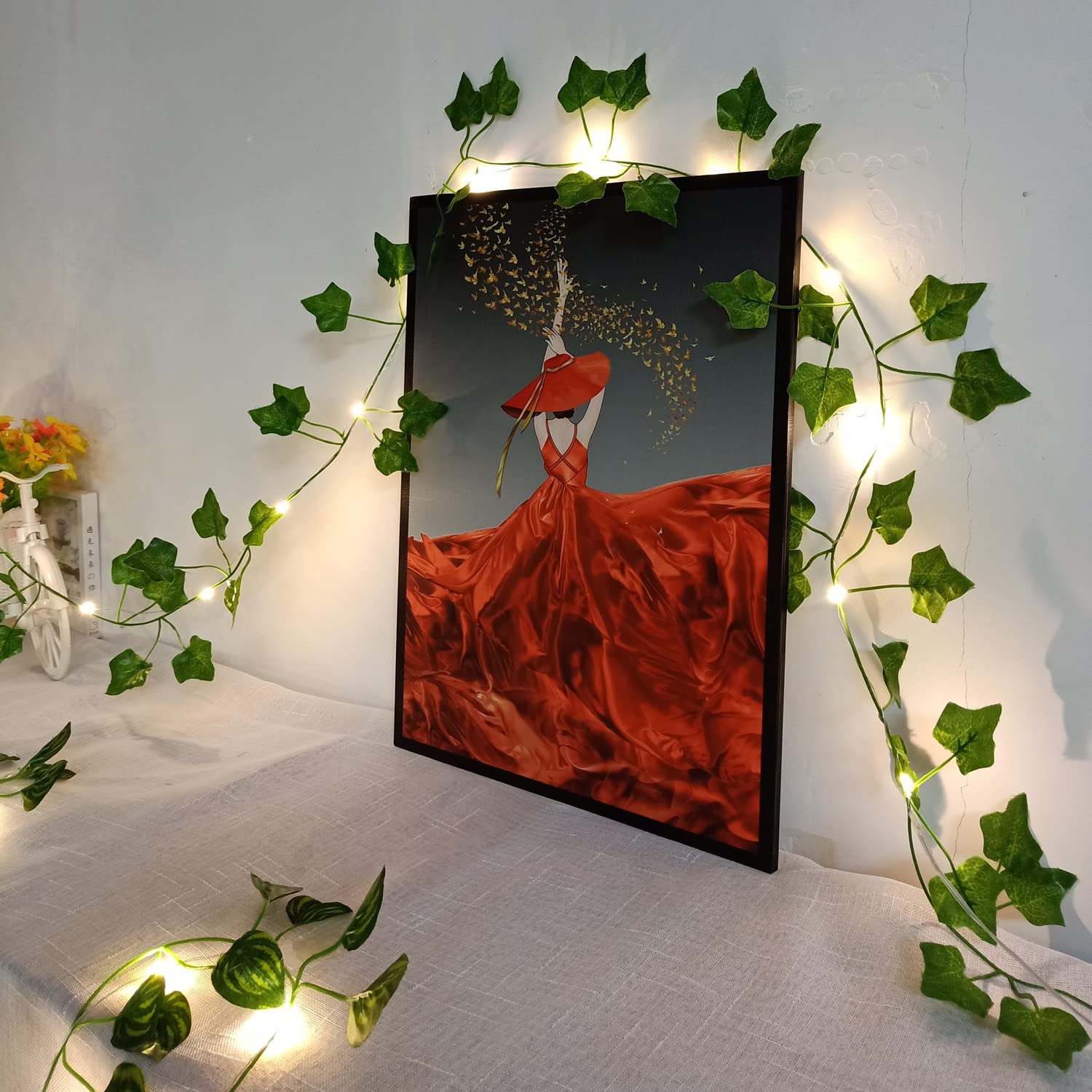 Maple Leaf Vine String Lights - 20 LED Battery Powered Fairy Lights for Home Decor, Room, Bedroom & Wall Decoration (6.5 FT, 1 Pack) - Perfect for Weddings, Parties, Garden & Indoor Cozy Atmosphere