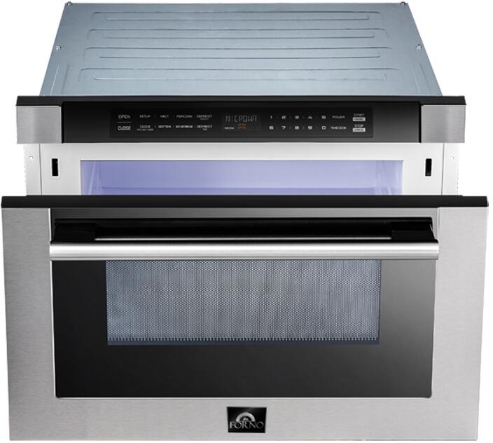 Forno 24 Inch Stainless Steel Microwave Drawer - FMWDR3000 | Built-in Under Counter Microwave Oven for Modern Kitchens & Small Spaces