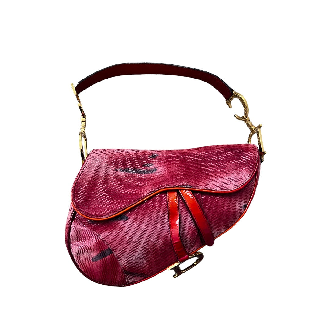 Vintage Red Enamel Dior Saddle Bag - Luxury Crossbody Handbag for Women | Perfect for Parties, Travel & Everyday Use
