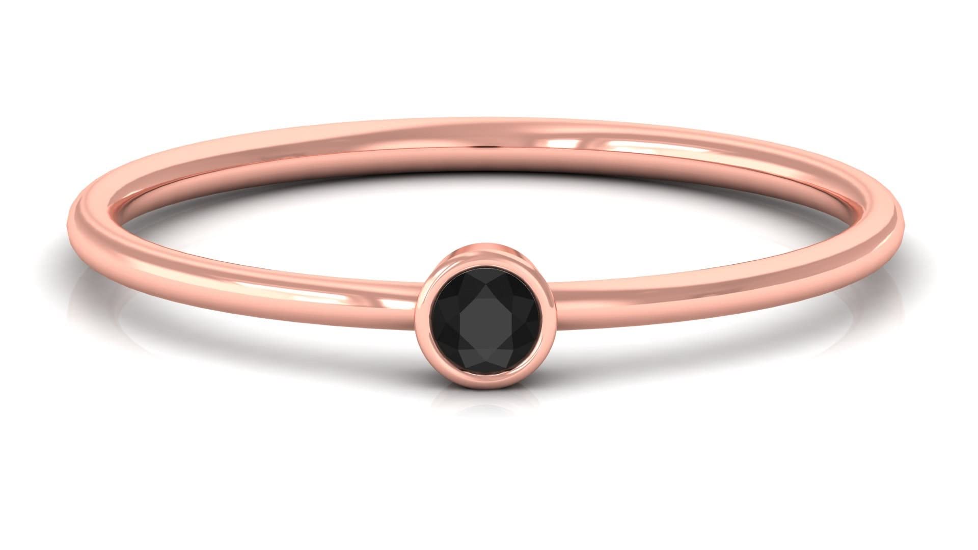 14K Solid Gold Black Onyx Ring for Women - December Birthstone, Dainty Promise Ring, Round Onyx Jewelry - Perfect for Gifts, Anniversaries & Everyday Elegance