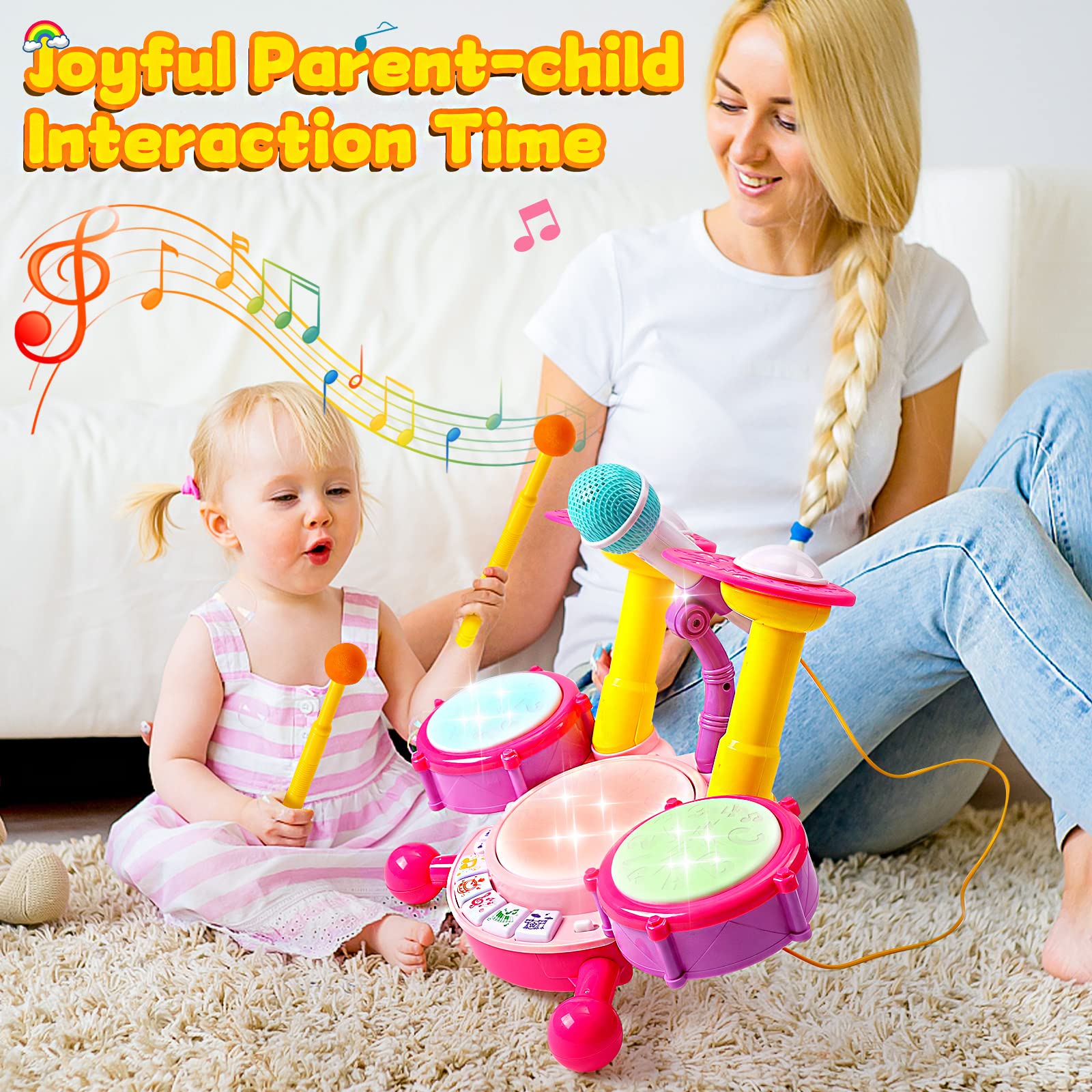 **Best Toddler Drum Set for Kids 1-3 Years - Musical Toys for Baby Girls & Boys - Educational Microphone & Instrument Set - Perfect Gift for 1-2 Year Olds (6-12-18 Months) - Great for Birthday, Christmas & Playtime Fun**