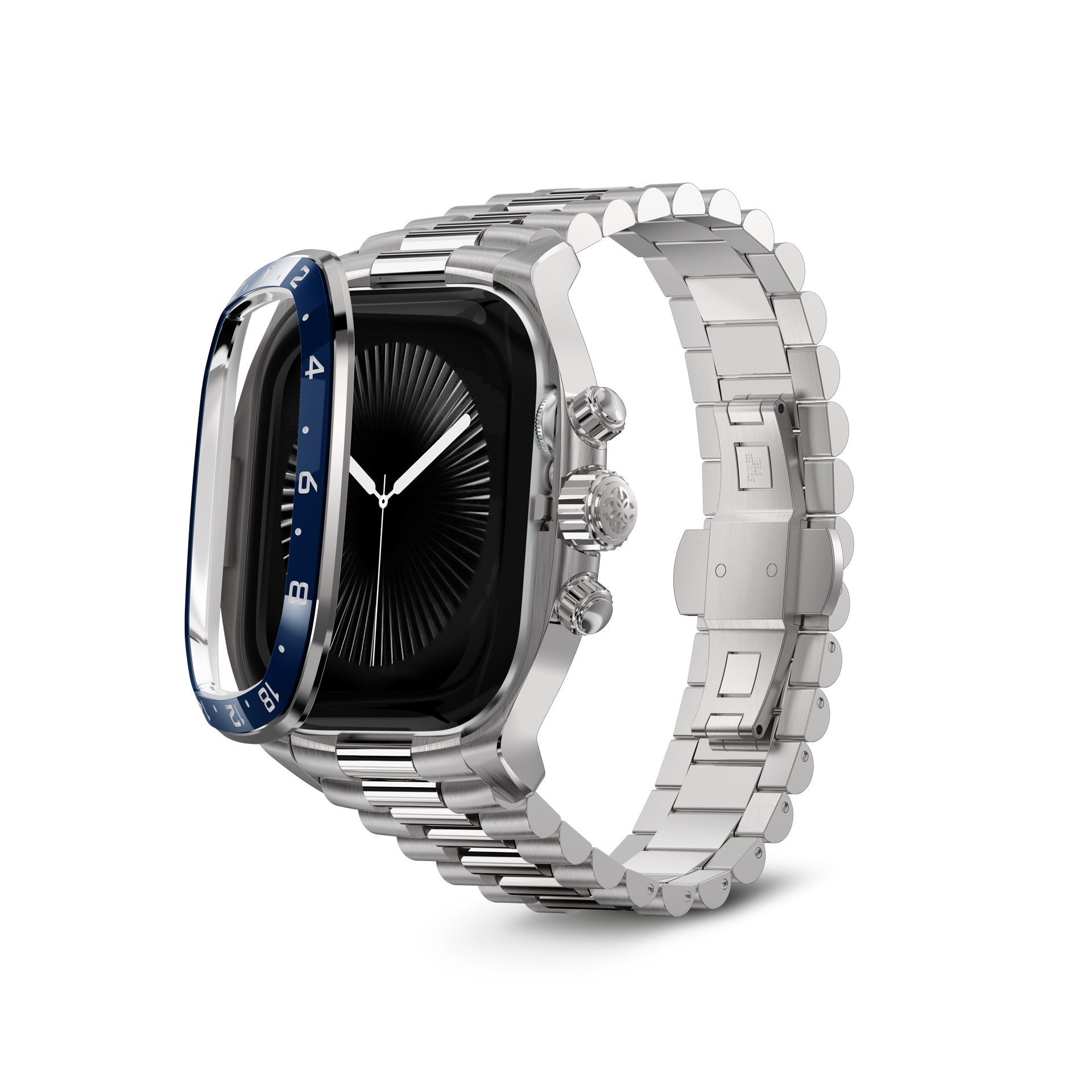 Apple Watch Case CRCS46 - Silver & Blue Protective Cover for Apple Watch Series 1-9 - Perfect for Gym, Running & Outdoor Activities