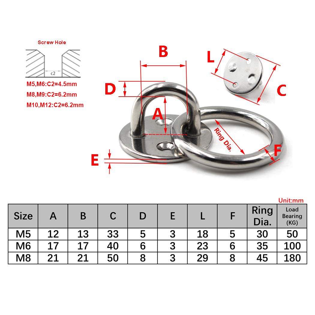 Heavy Duty M5 Ceiling Hook - 304 Stainless Steel Wall Mount for Hanging (Home & Garden)