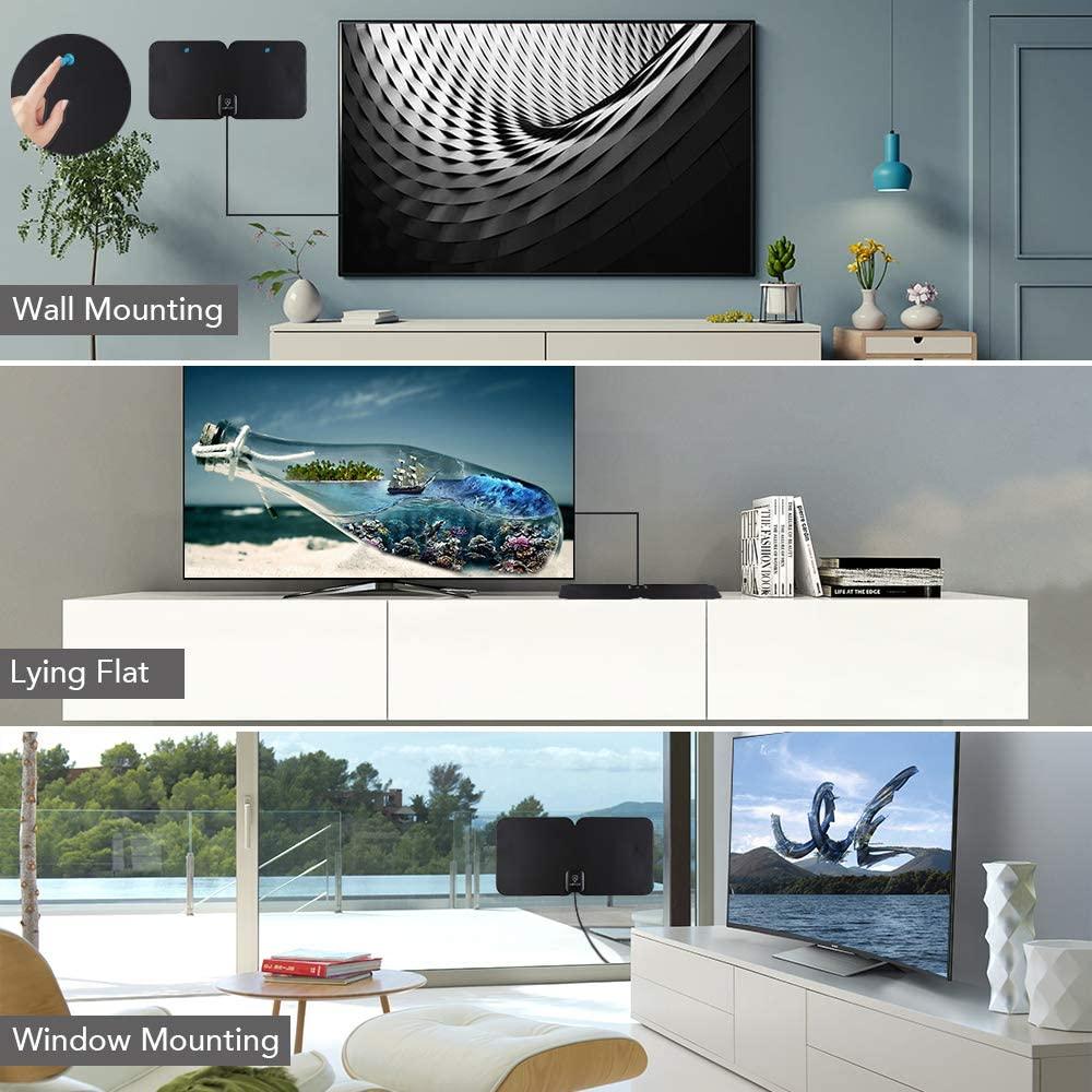 ANTOP AT 800SBS HD Smart Panel Antenna - Amplified HDTV & FM Indoor/Outdoor Digital TV Antenna for Clear Reception - Perfect for Home, RV, Camping & Remote Areas