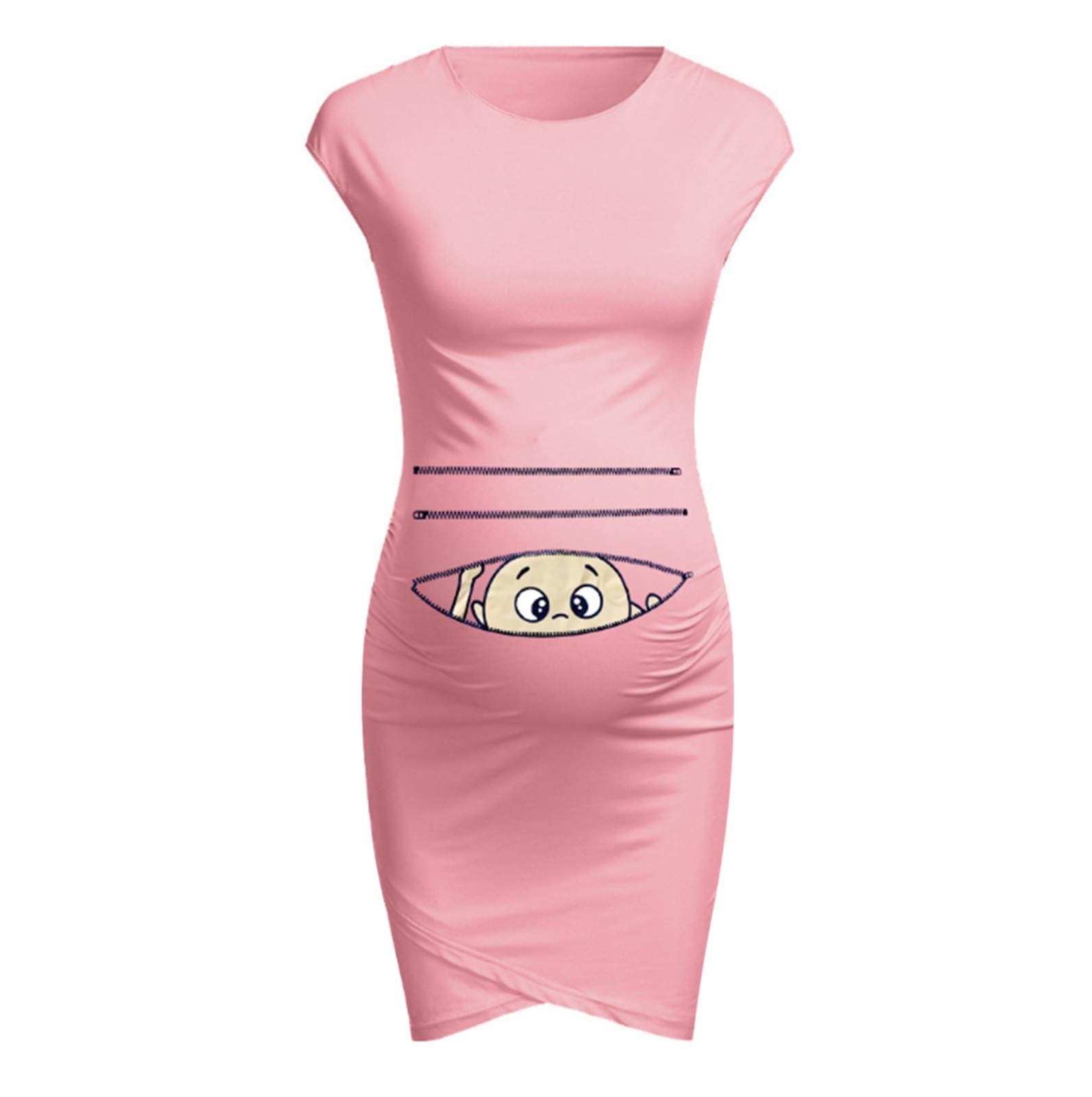 Stylish Pink Maternity Dress for Women - Flattering Cutout Design, Comfortable & Breathable Pregnancy Wear - Perfect for Baby Showers, Maternity Photos & Everyday Outfits
