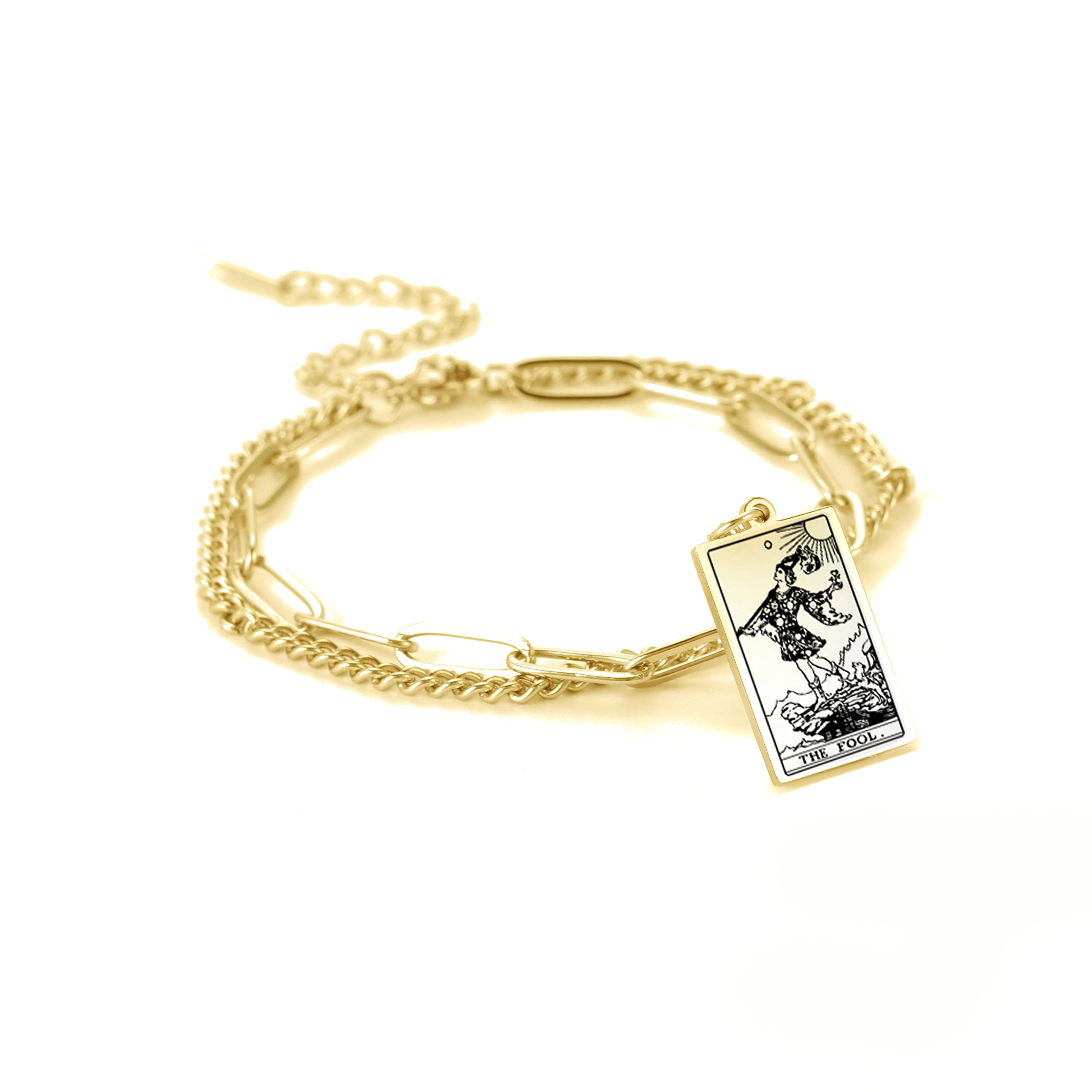 Vintage Tarot Cards Pendant Bracelet for Women - Double Layer Stainless Steel Bangle with Good Luck Charm, Boho Jewelry Gift for Her | Perfect for Meditation, Yoga & Spiritual Healing