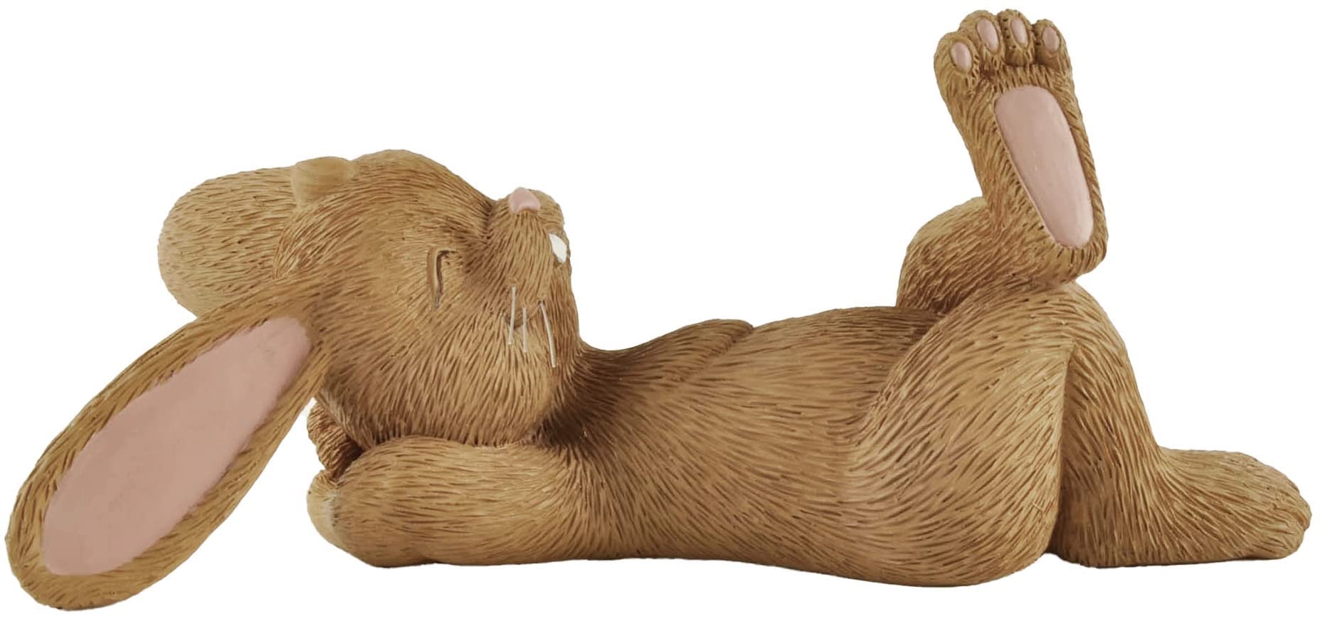Whimsical Brown Bunny Rabbit Figurine - Cute Collectible Laying on Back - Happy Bunny Collection - Perfect Gift for Bunny Lovers, Easter Decor, Home Decor, Nursery Decor, Bunny Mom Gifts
