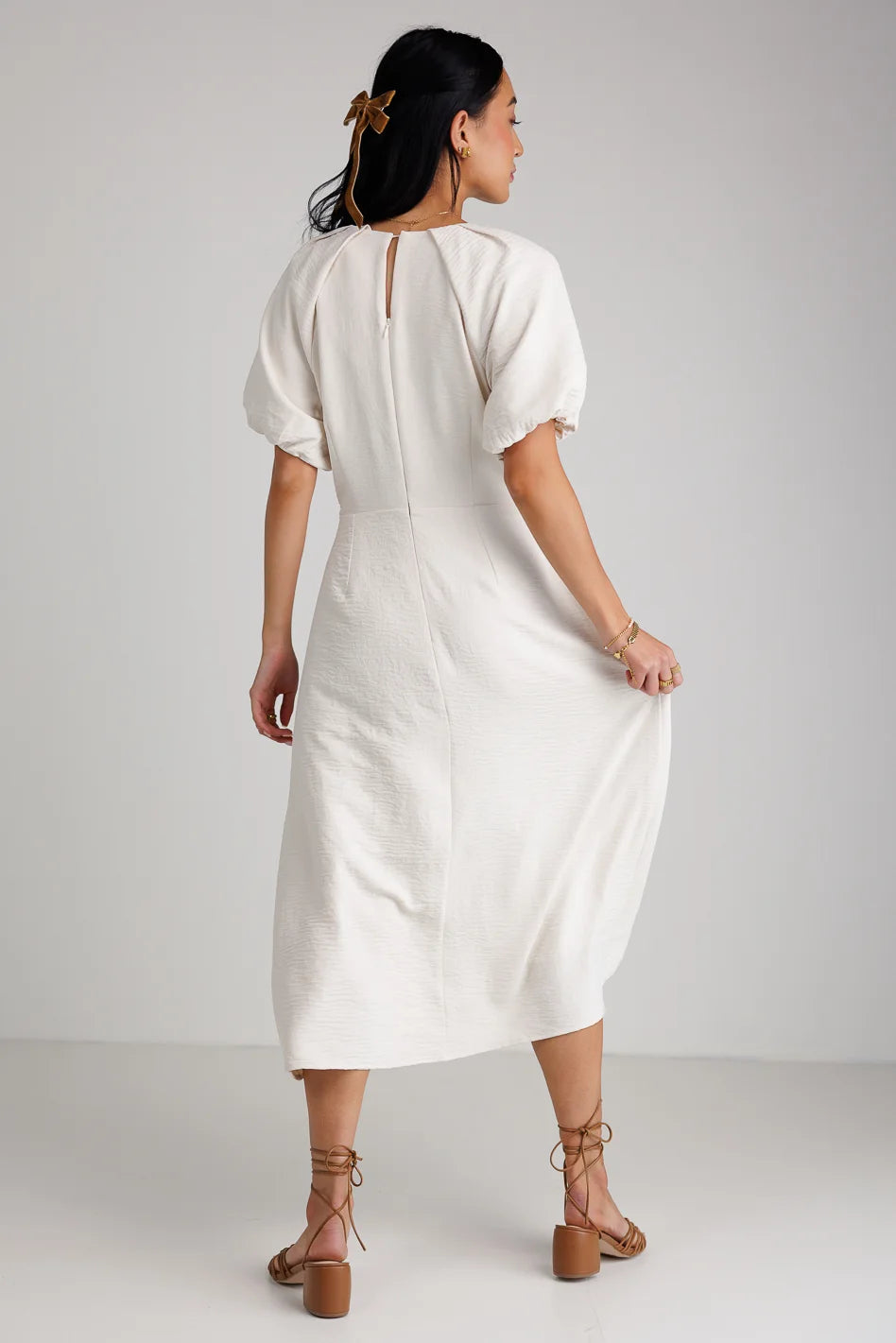 Maeve Midi Dress in Cream | Elegant Flowy Summer Dress for Women | Perfect for Weddings, Parties & Date Nights | FINAL SALE