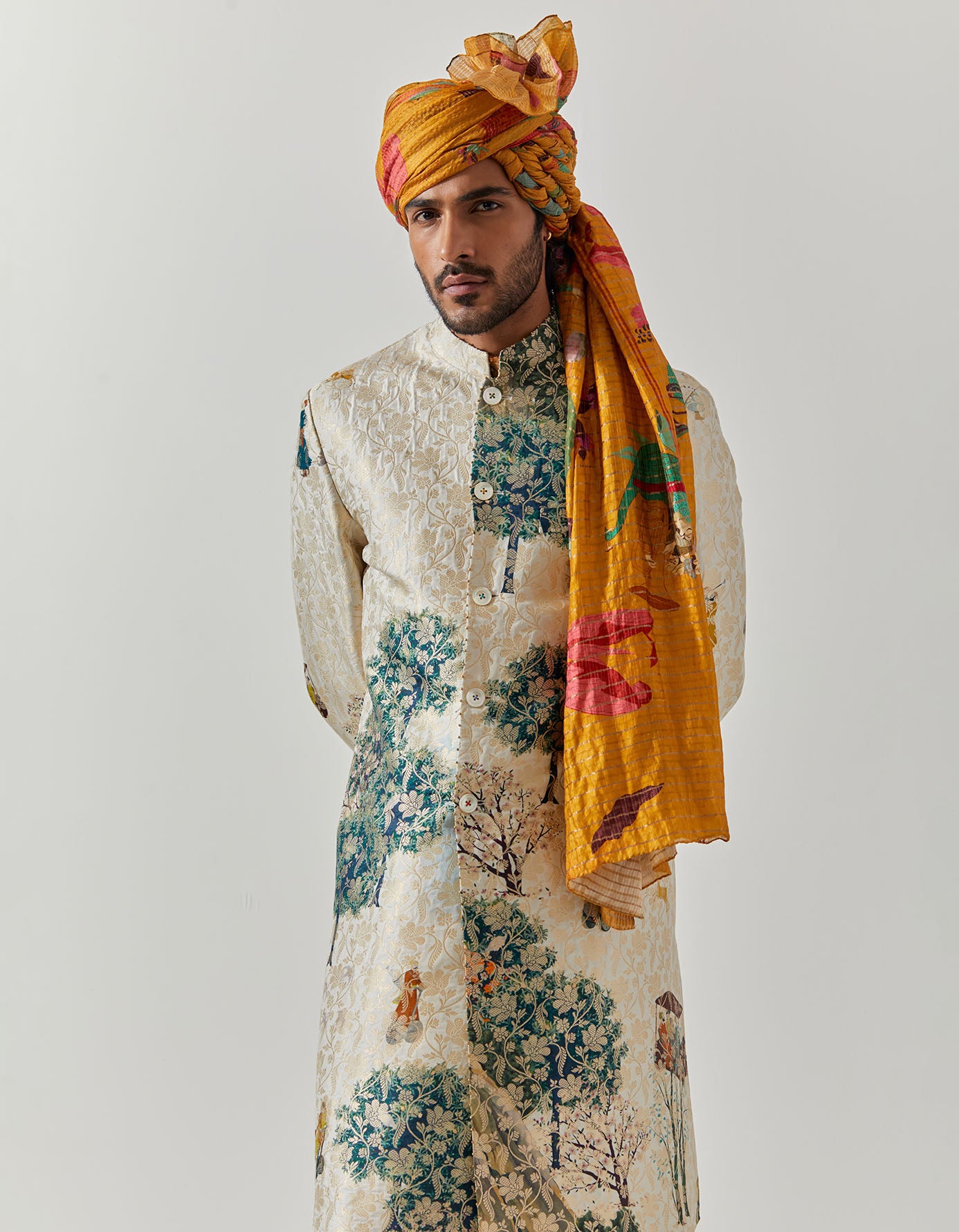 Premium Saffa Chanderi Pure Silk Scarf - Mustard Vineyard Color - Elegant Women's Fashion Accessory for Parties, Weddings & Special Occasions