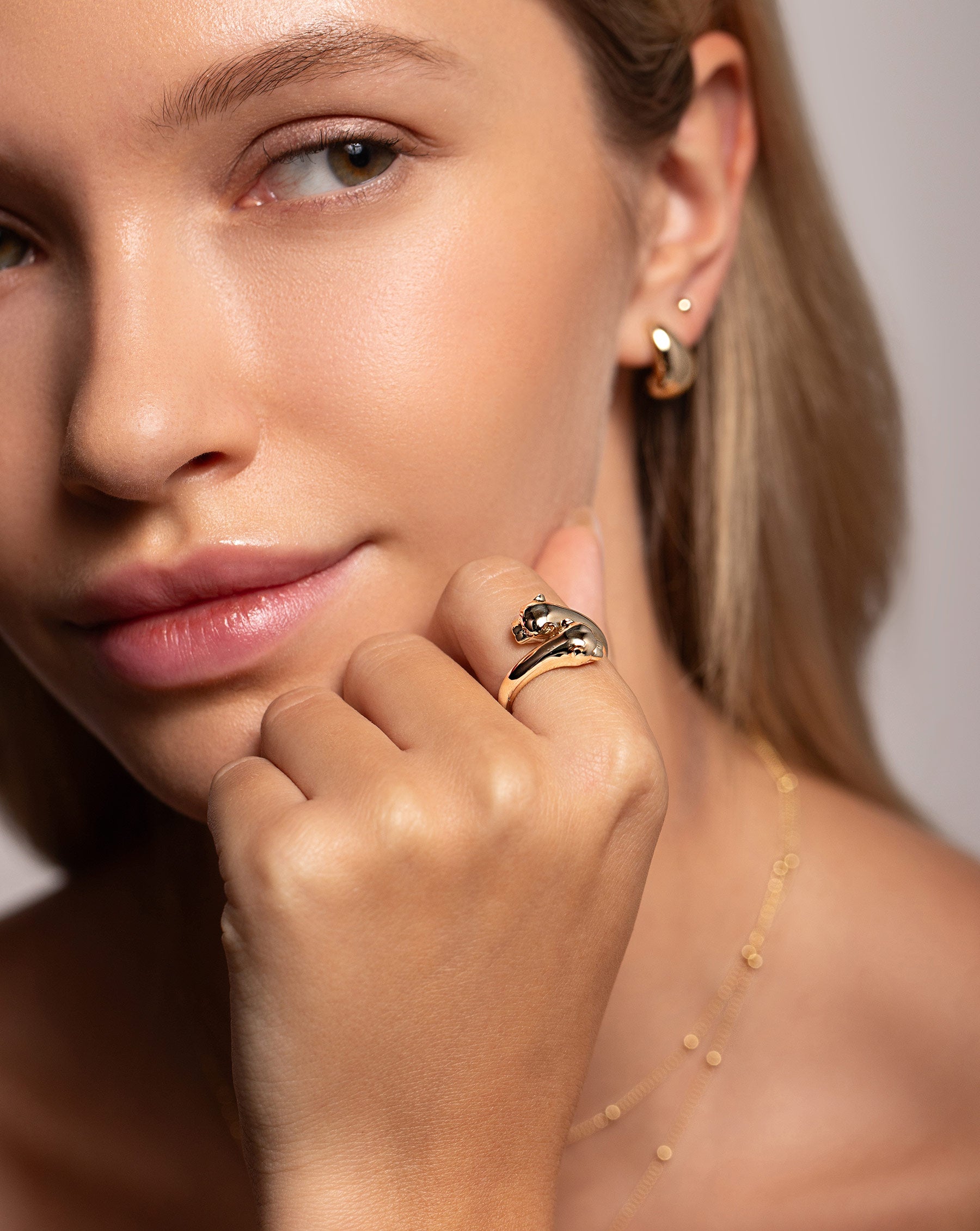 Double Panther Gold Ring for Men - 14K Solid Gold Panther Head Ring, Stylish Statement Jewelry for Gifts, Parties, and Everyday Wear