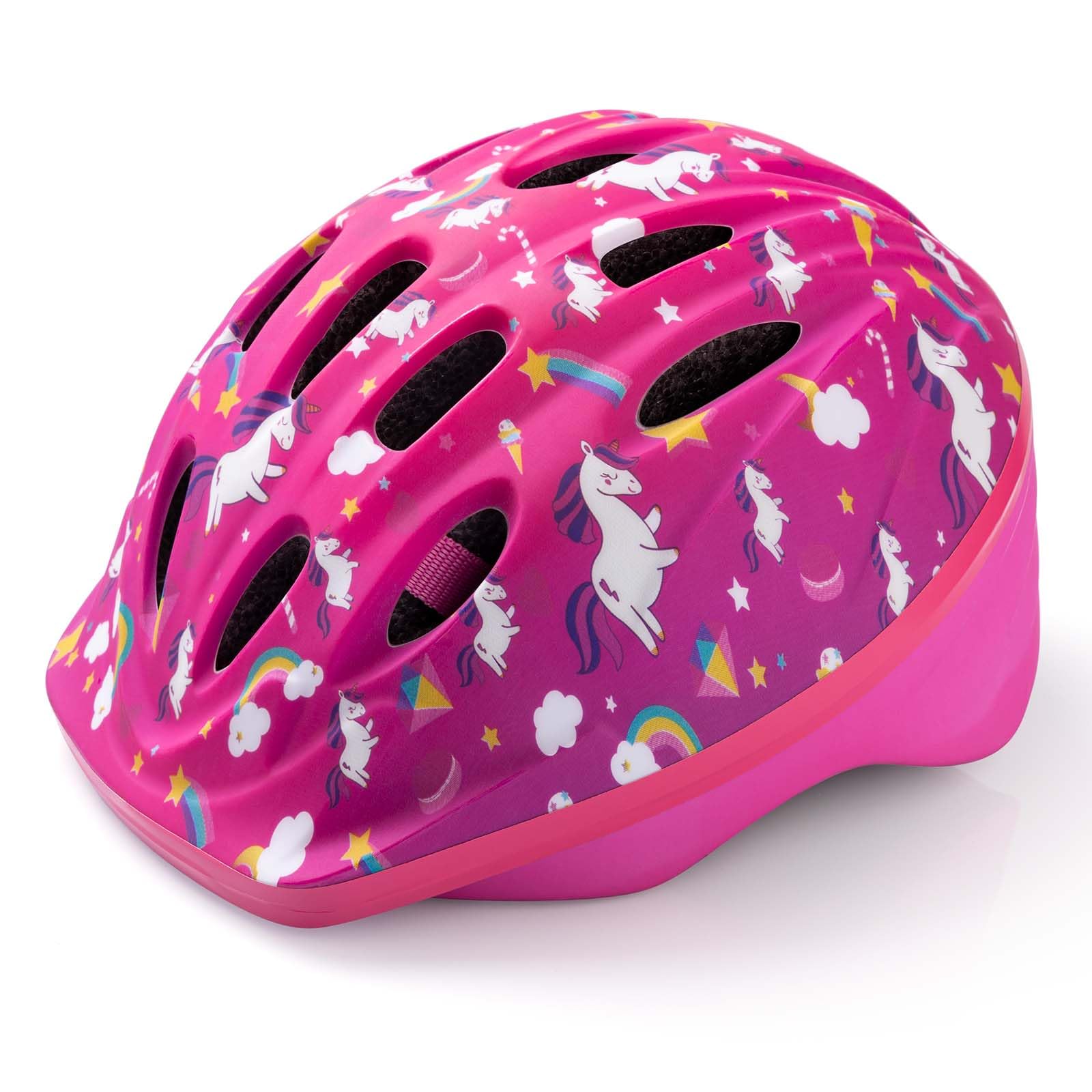 OutdoorMaster Kids Bike Helmet for Boys & Girls Ages 3-15 - Adjustable Unicorn Safety Helmet with 14 Vents - Lightweight Toddler to Youth Cycling Helmet for Biking, Scooter, Skateboarding & Outdoor Sports