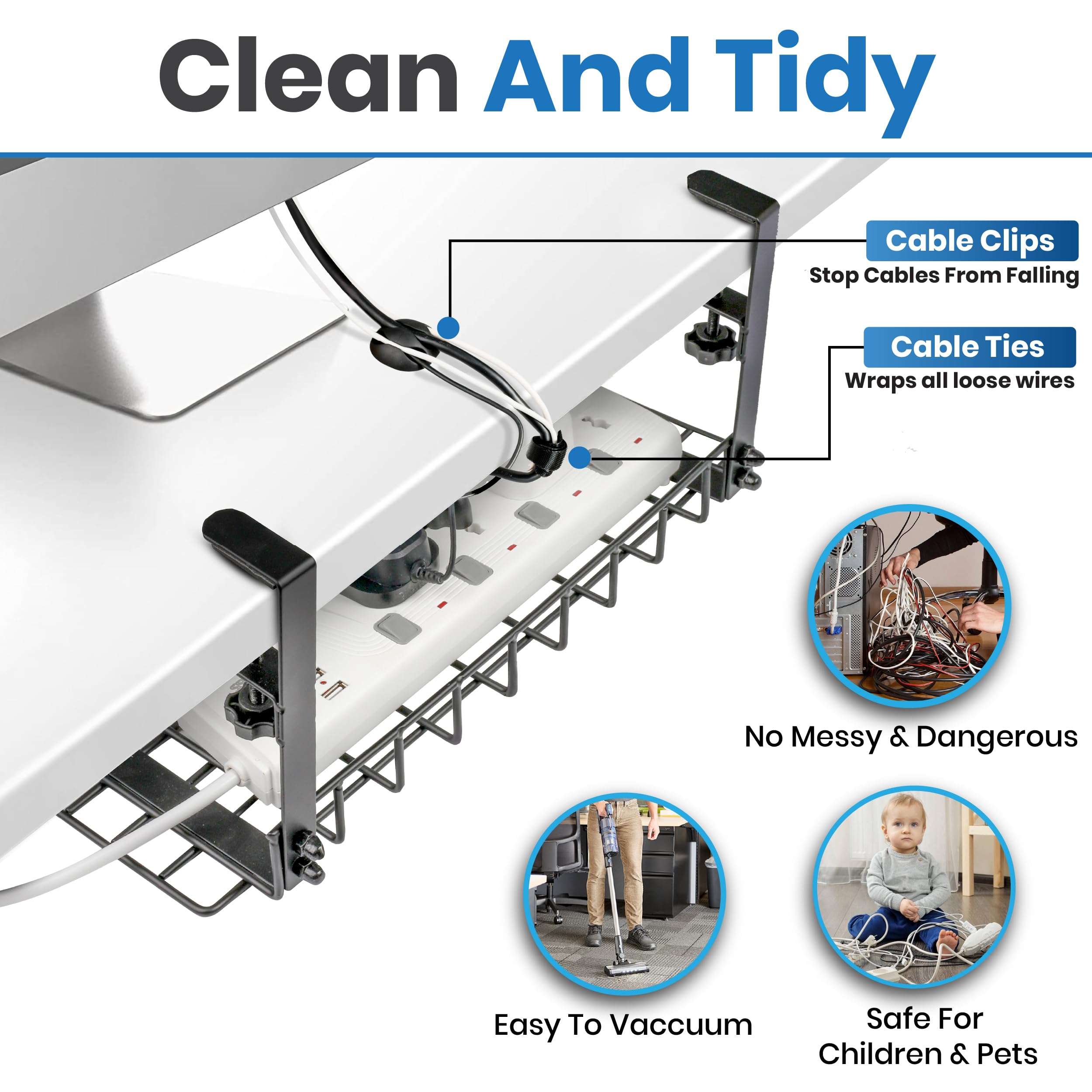 Under Desk Cable Management Tray - 16