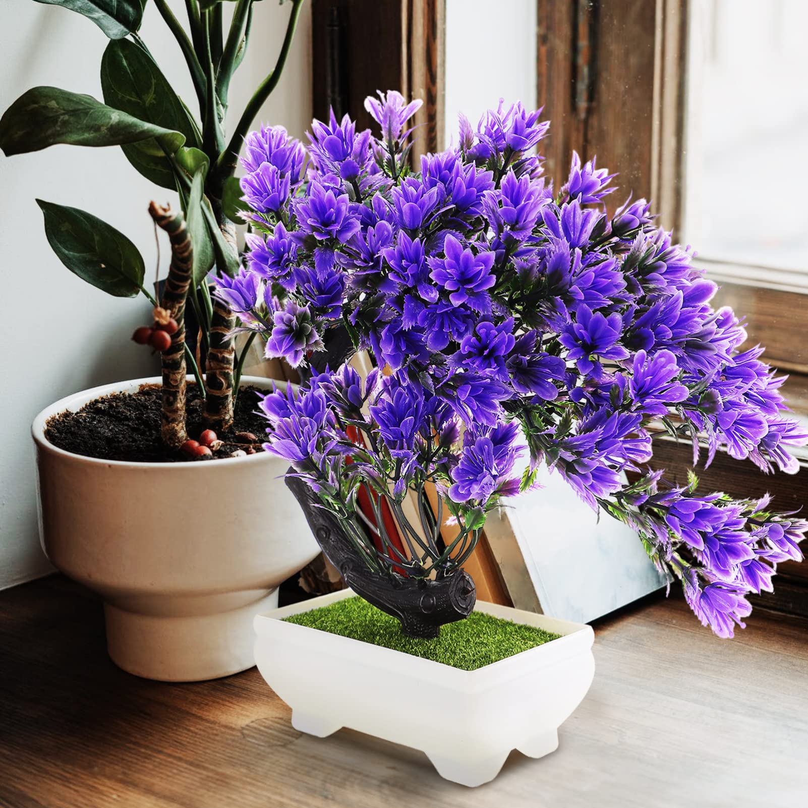 ERINGOGO Artificial Plants Indoor - Realistic Fake Flower Bonsai Decor for Dining Table, Living Room, Office Desk | Low Maintenance Home & Office Decoration