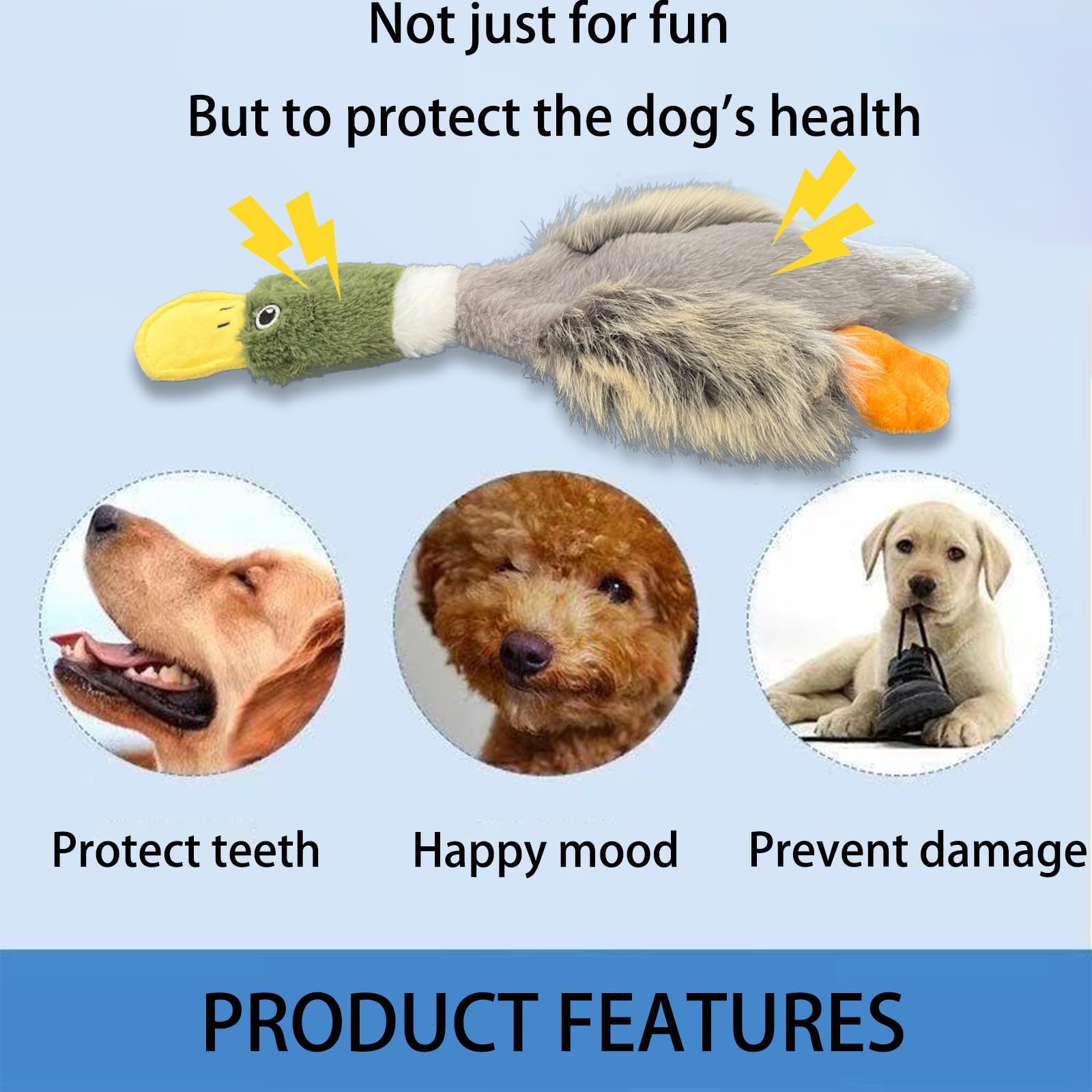 **3 Pack Squeaky Dog Toys for Large Dogs - Indestructible Plush Chew Toys for Aggressive Chewers, Crinkle Paper Duck Puppy Teething Toys (Soft & Durable) - Perfect for Playtime, Training & Anxiety Relief**